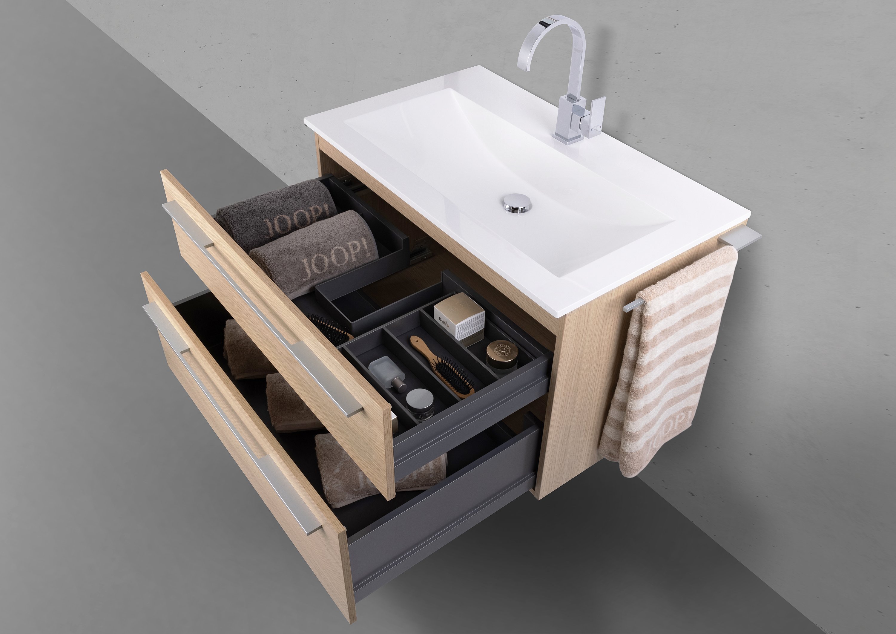 Badmöbel Set Valenta 90 cm, Unterschrank + Evermite Waschtisch