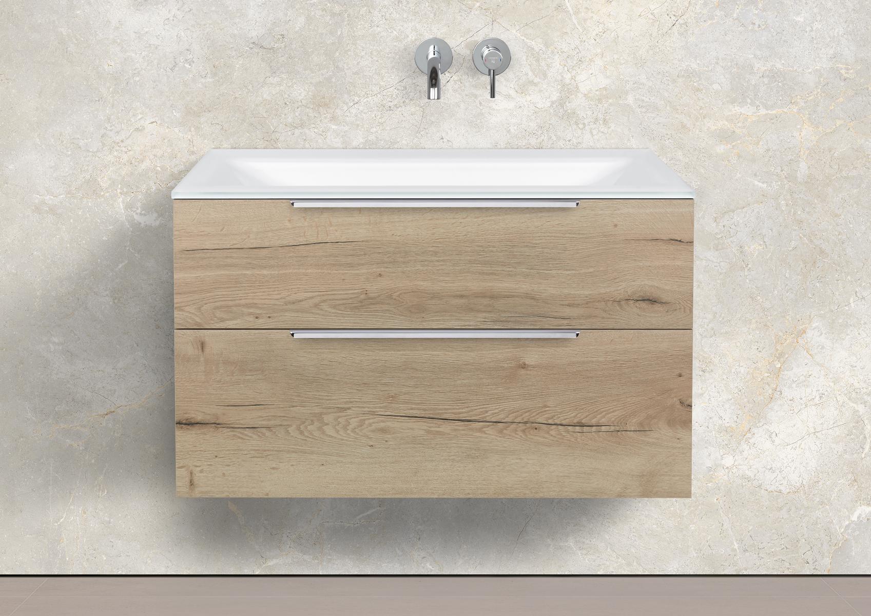 Saphir - Badmöbelset 90 cm mit Glaswaschbecken und Unterschrank
