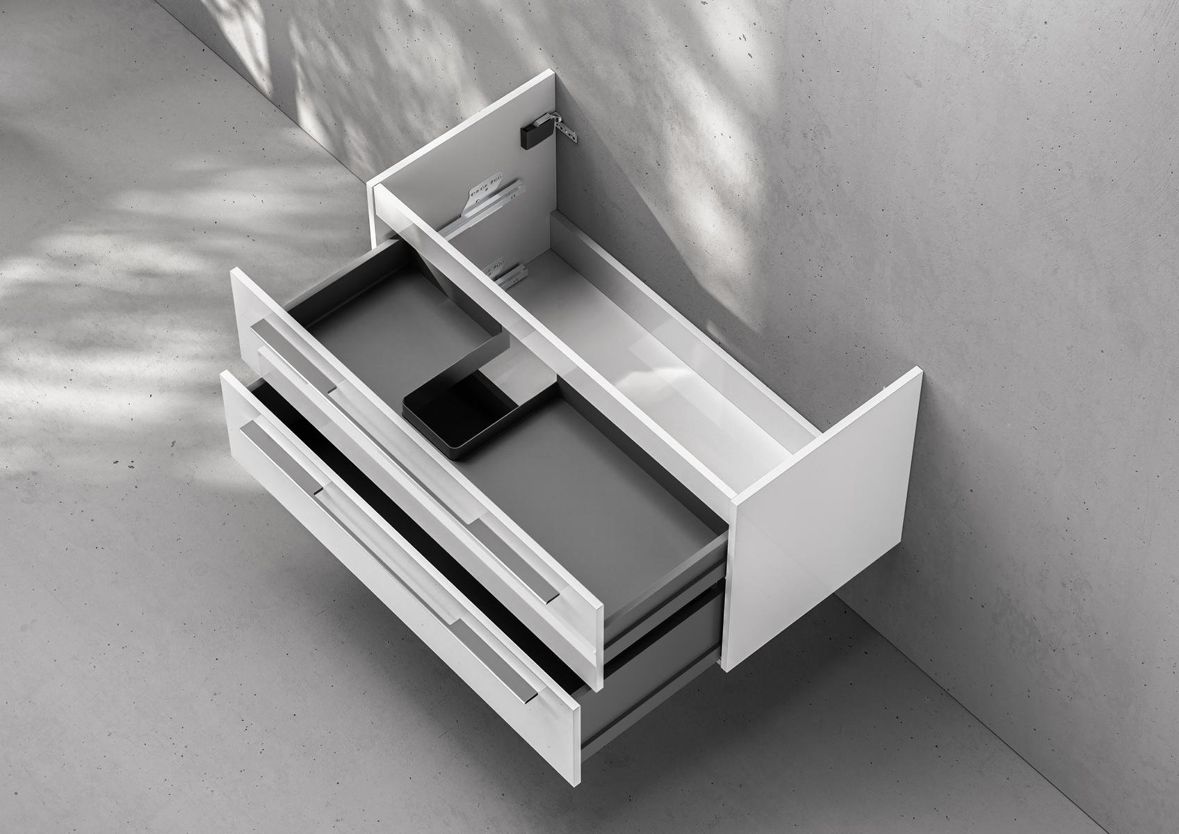 Unterschrank Intarbad Deluxe als Zubehör für Waschtisch Geberit iCon 90cm mit Ablage rechts