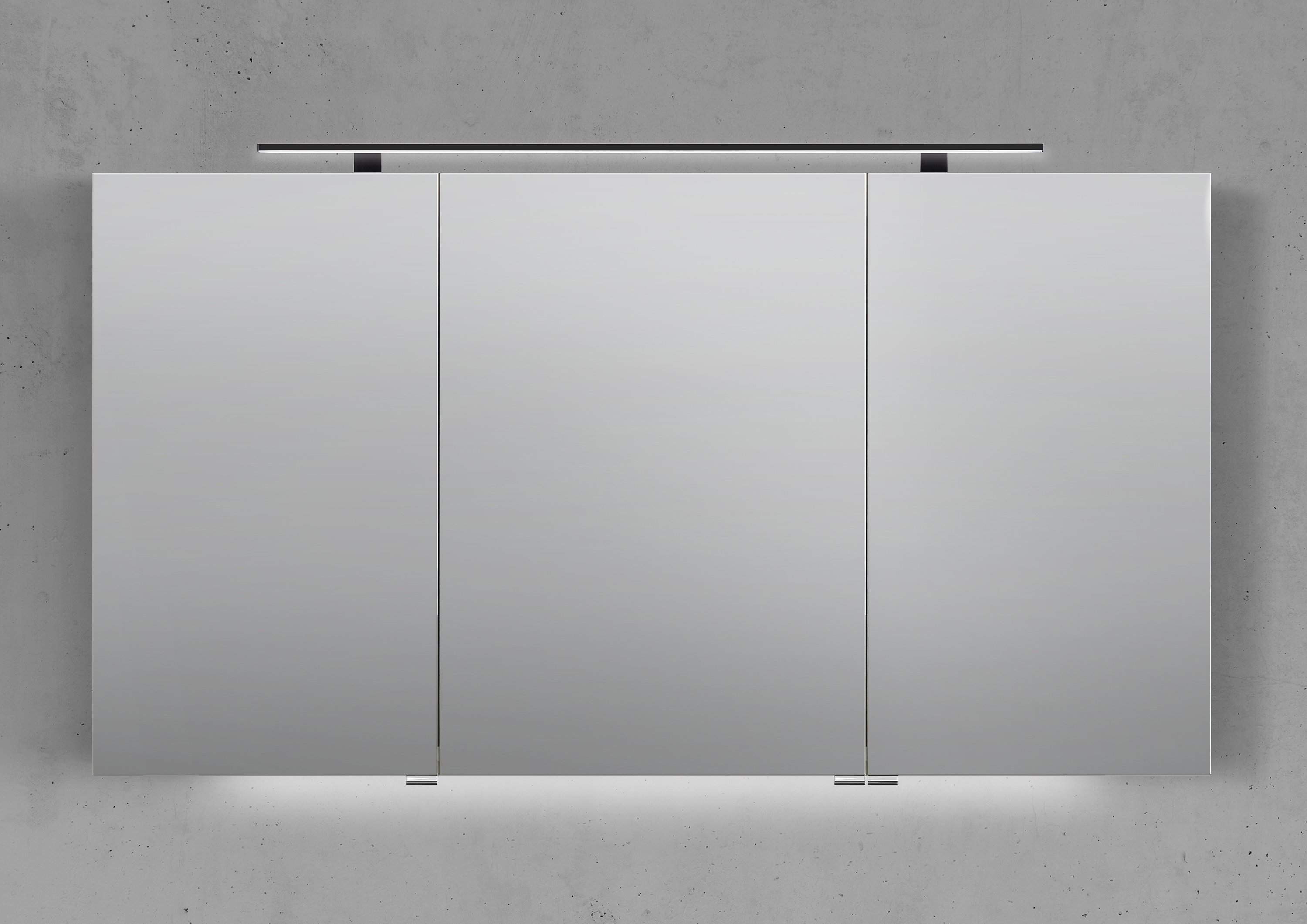 Spiegelschrank 130 cm mit MULTI LED Aufsatzleuchte Doppelspiegeltüren