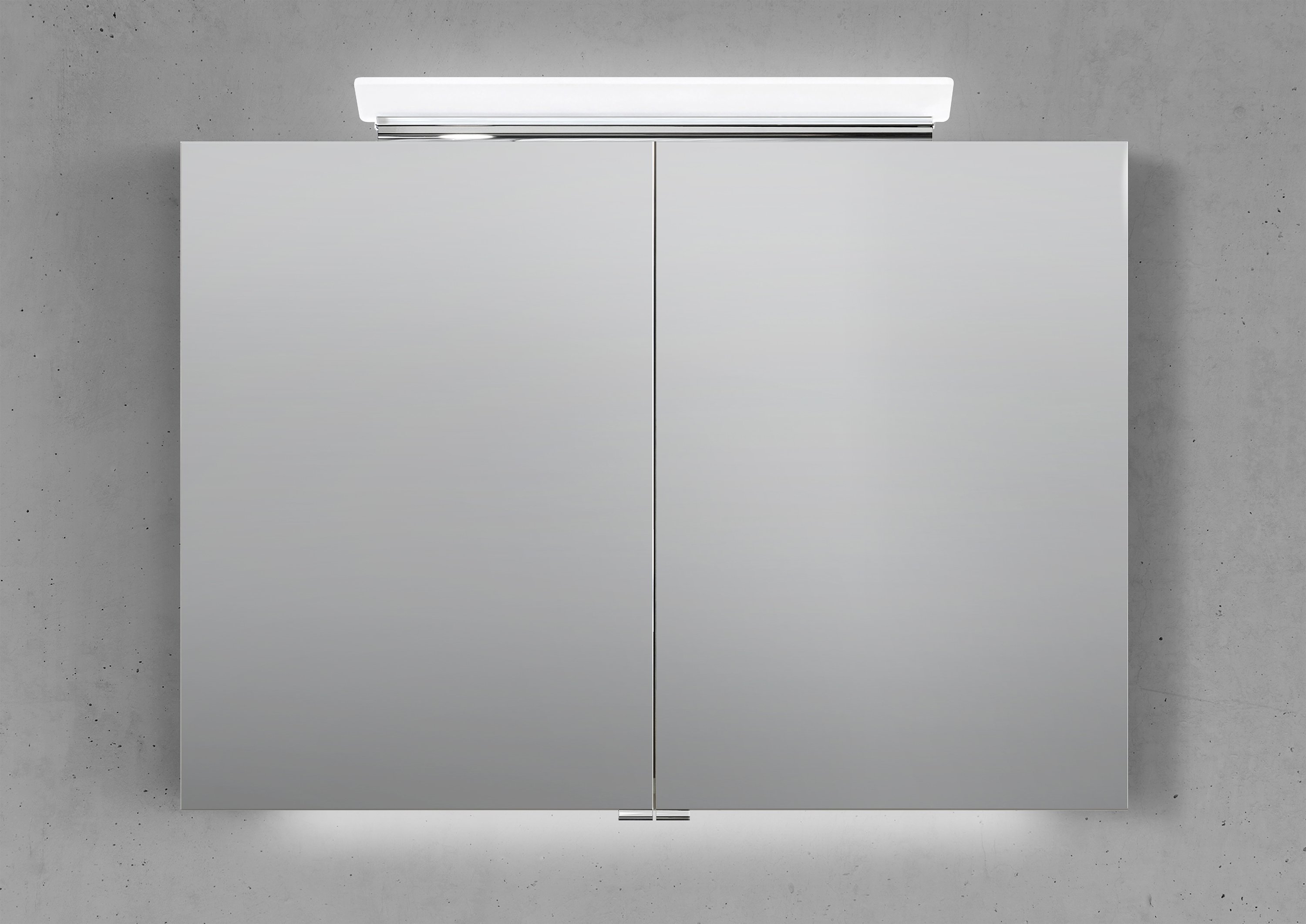 Spiegelschrank 100 cm LED Acryl Aufsatzleuchte doppelseitig verspiegelt