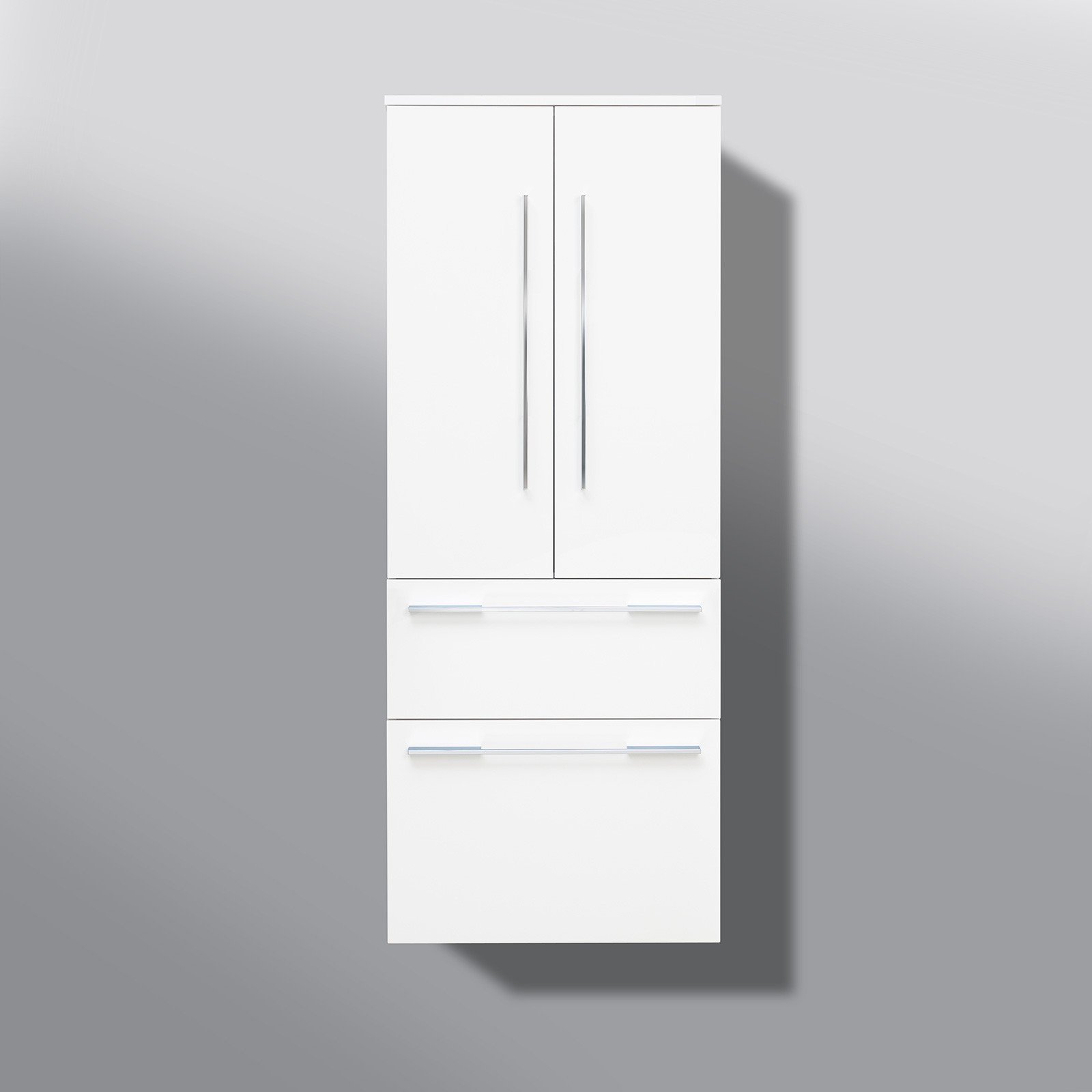 Bad Hochschrank Seitenschrank H/B/T 151,6/60/32,5cm, weiß hochglanz, vormontiert