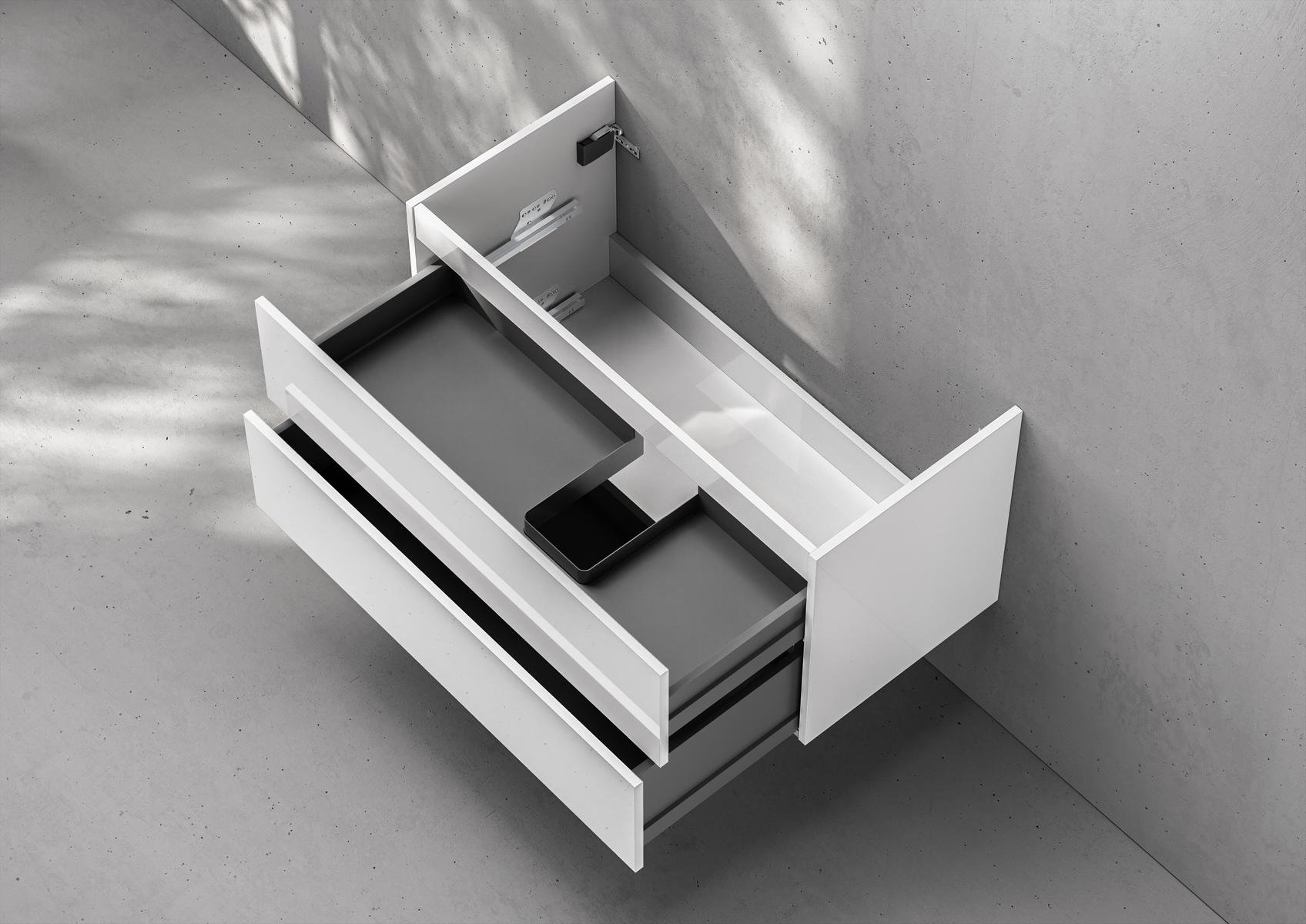 Unterschrank Intarbad Deluxe als Zubehör für Waschtisch Geberit iCon 90cm mit Ablage links