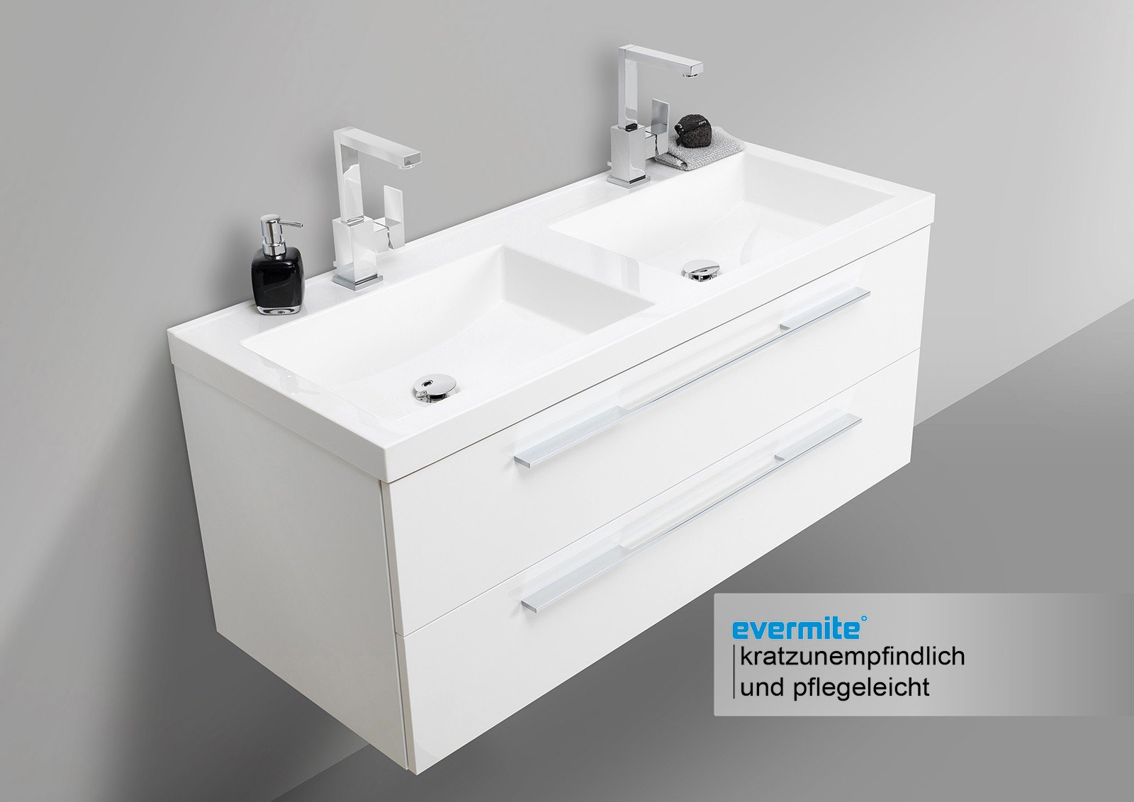 Badmöbel Set Doppelwaschtisch 120 cm Evermite mit Unterschrank, Intarbad