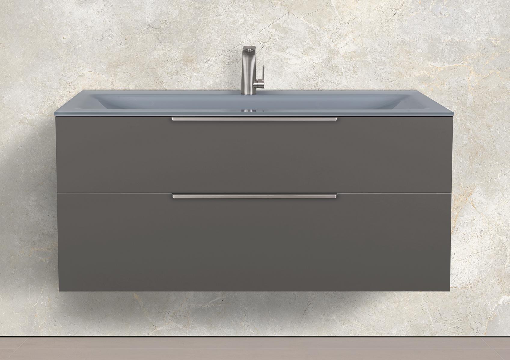 Saphir - Badmöbelset 120 cm mit Glaswaschbecken (Einzel) und Unterschrank