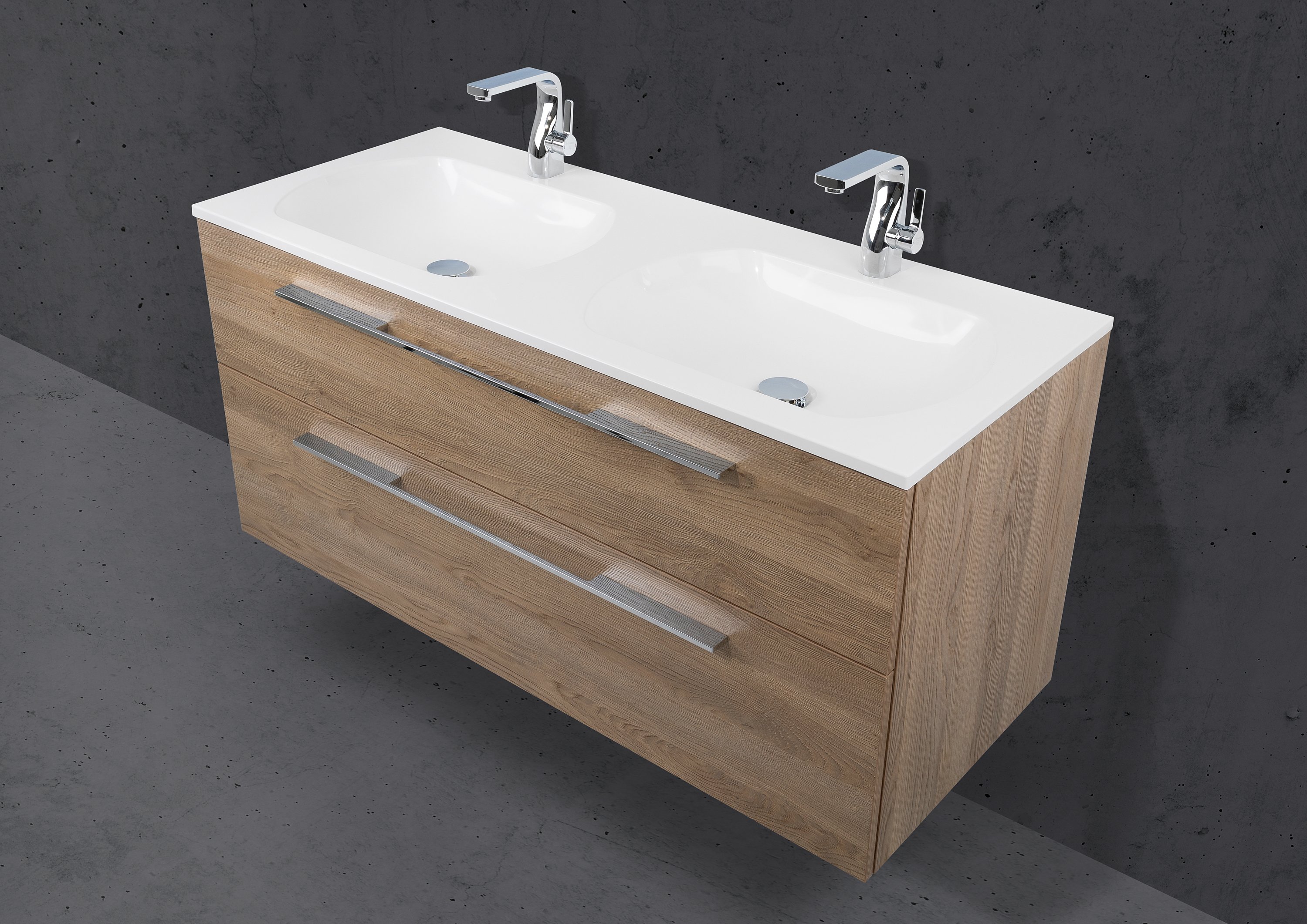 Badmöbel Set Modica 120 cm Doppelwaschtisch Evermite, Dekor frei wählbar, Made in Germany