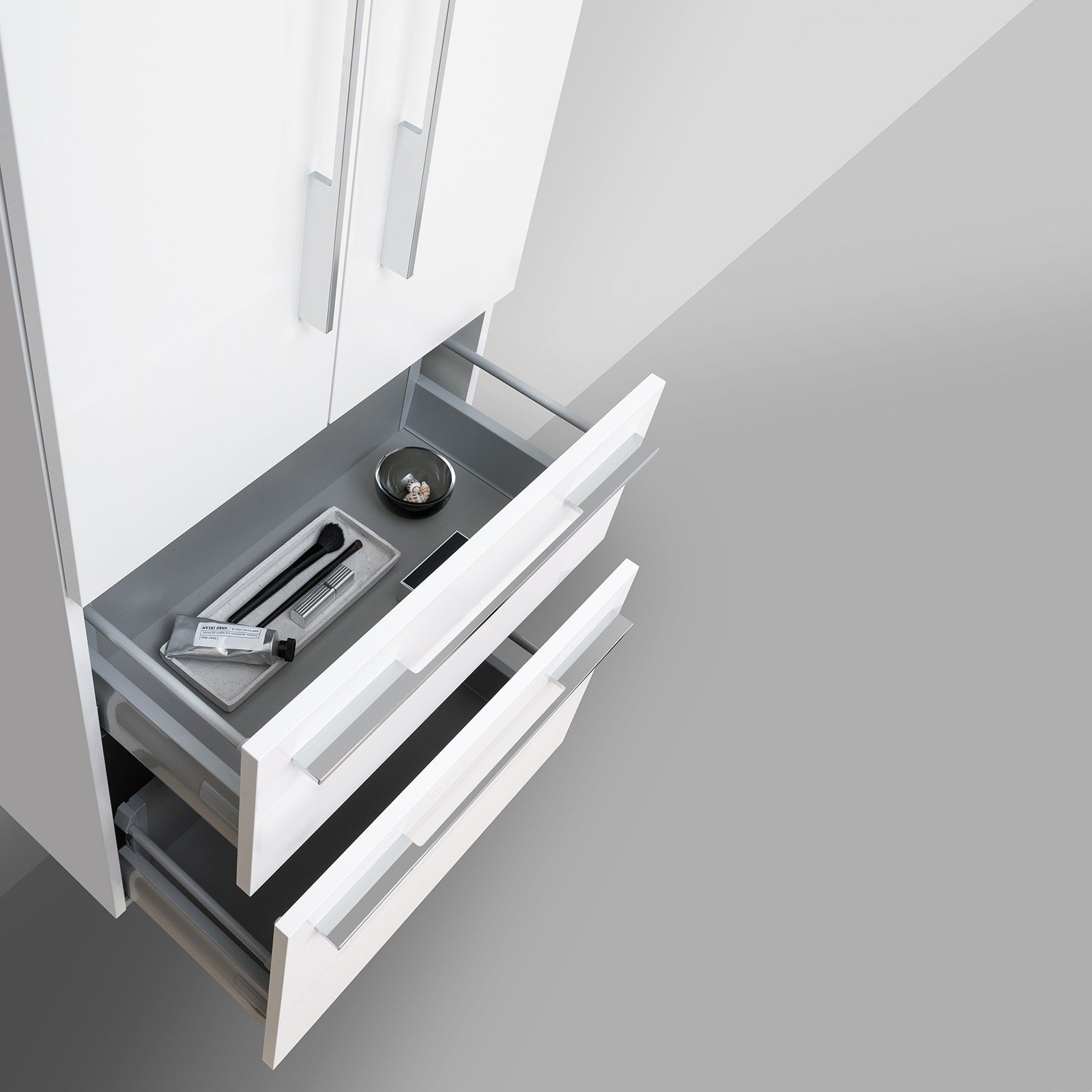 Bad Hochschrank Seitenschrank H/B/T 151,6/60/32,5cm, weiß hochglanz, vormontiert