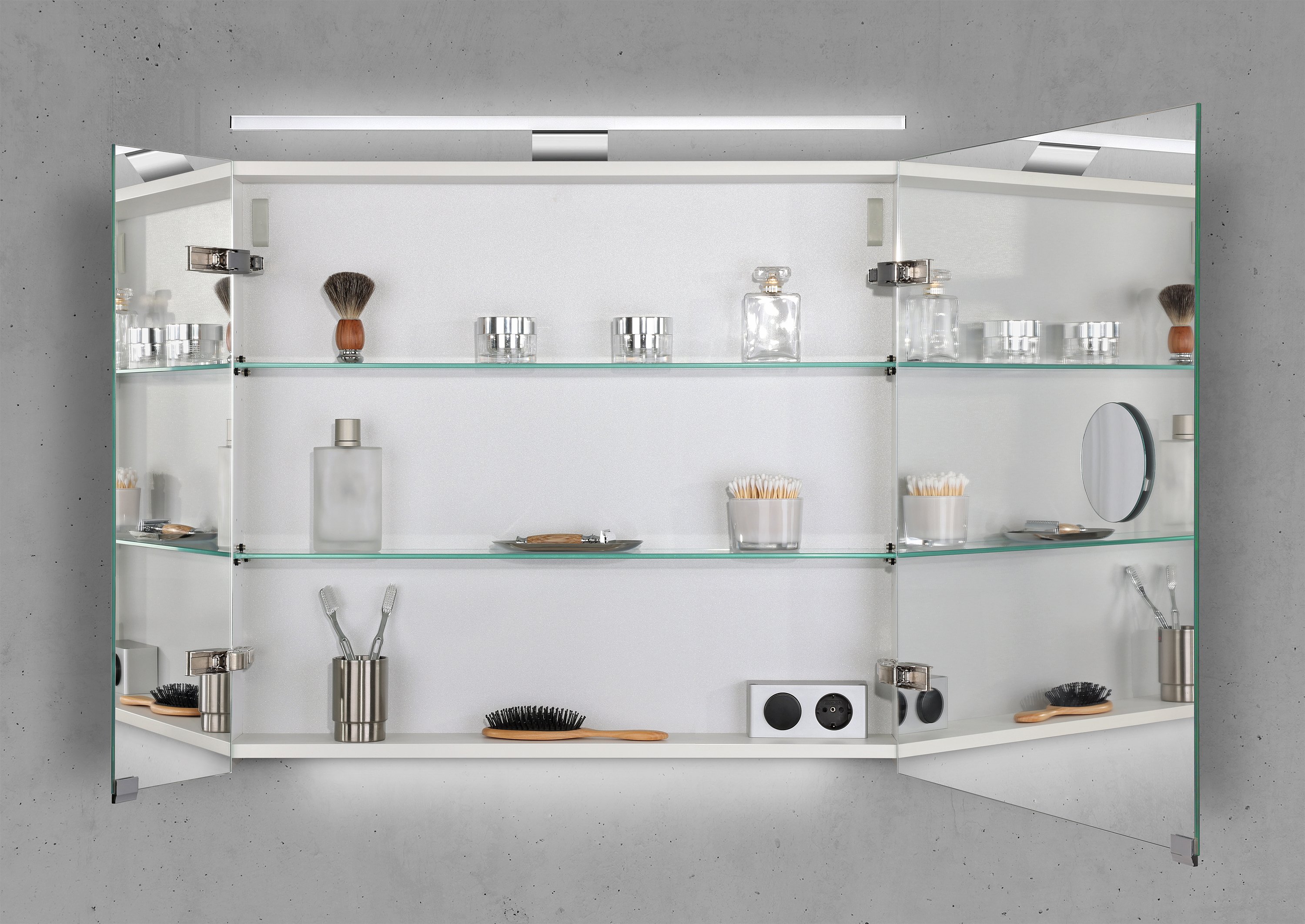 Spiegelschrank 80 cm mit MULTI Light LED Beleuchtung, Doppelspiegeltüren