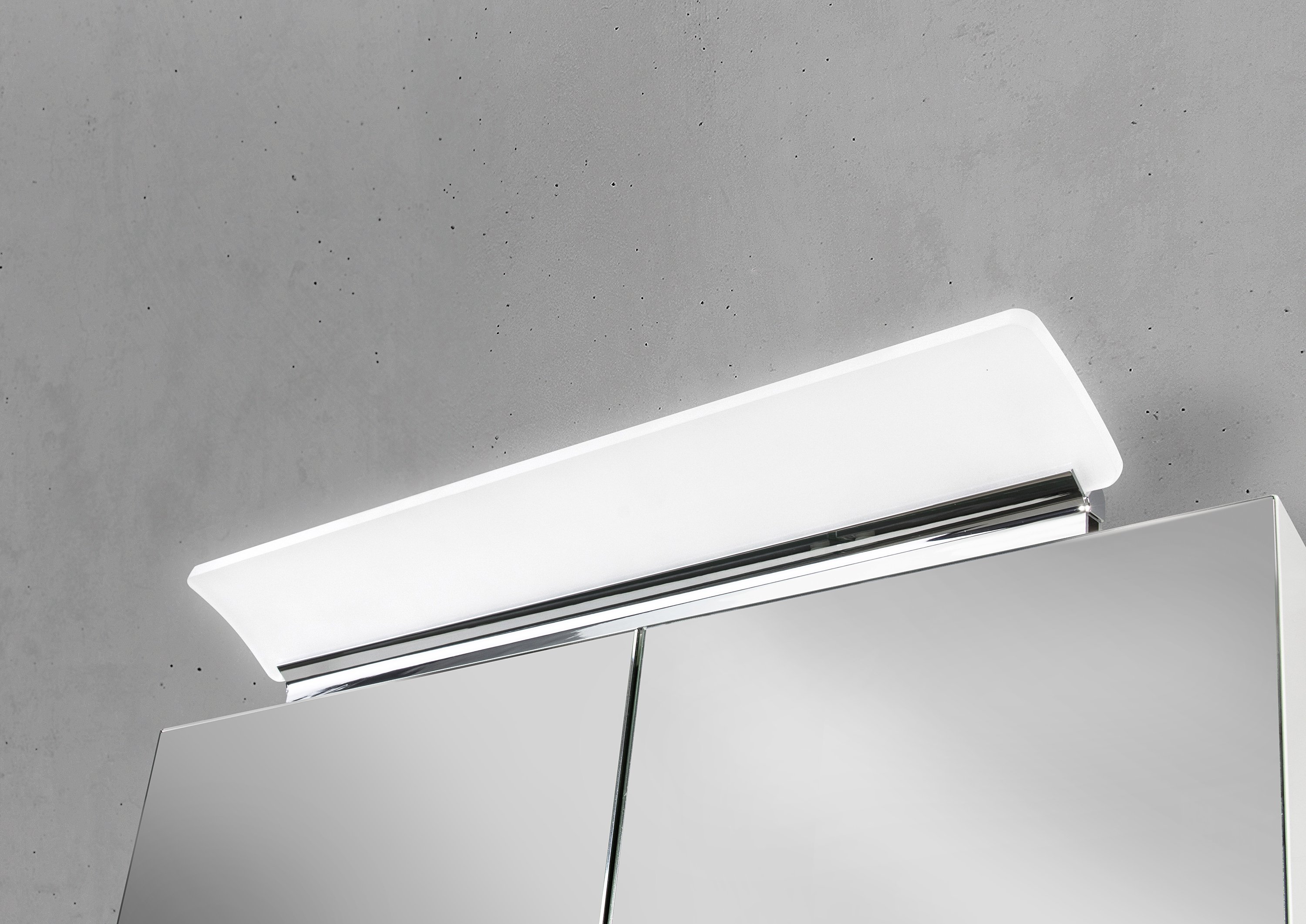 Spiegelschrank 60 cm LED Acryl Aufsatzleuchte doppelseitig verspiegelt