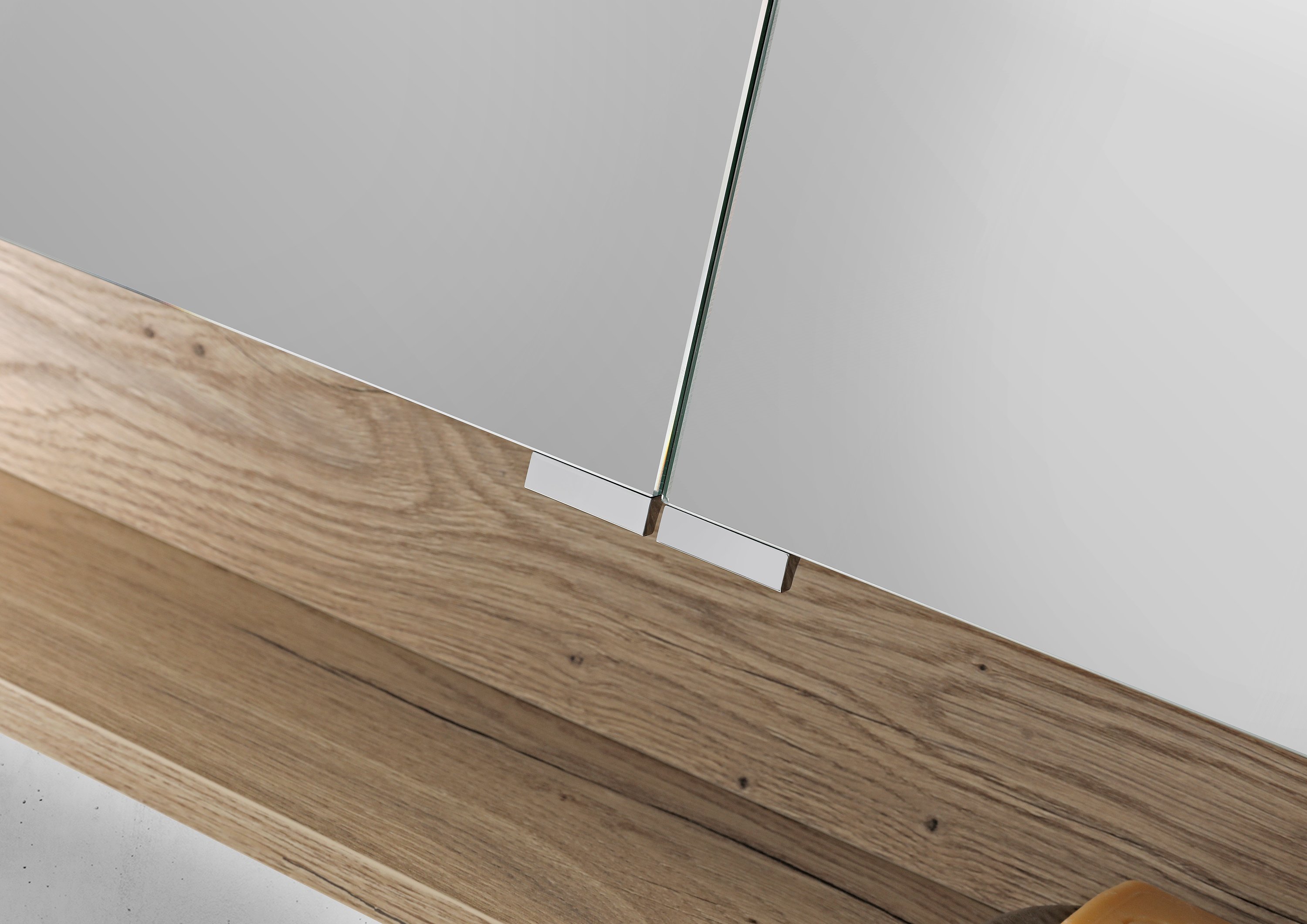 Spiegelschrank 120 cm mit offenem Fach MULTI Light LED Beleuchtung Doppelspiegeltüren