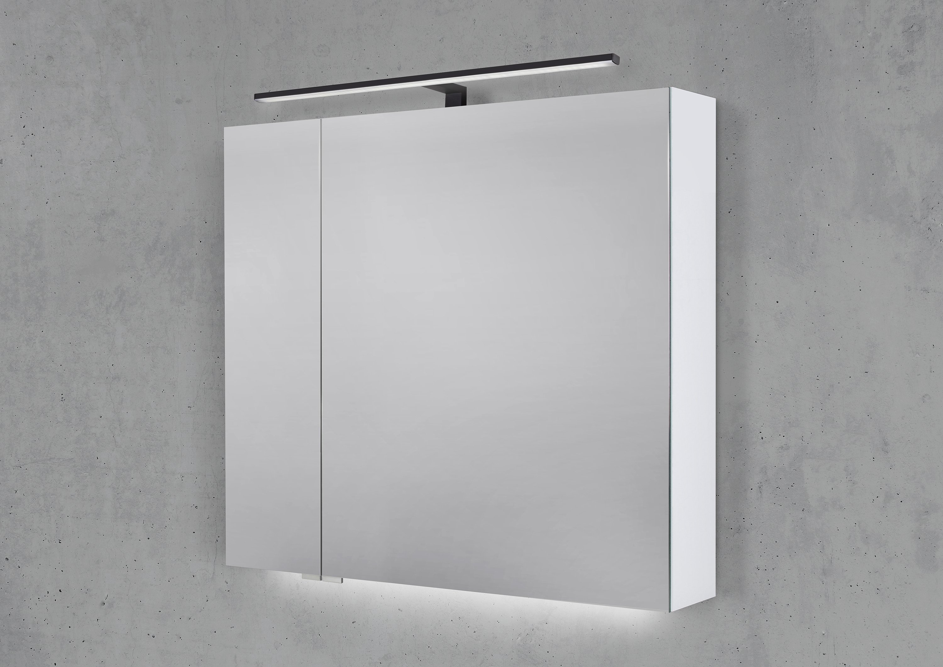 Spiegelschrank 80 cm mit MULTI LED Aufsatzleuchte