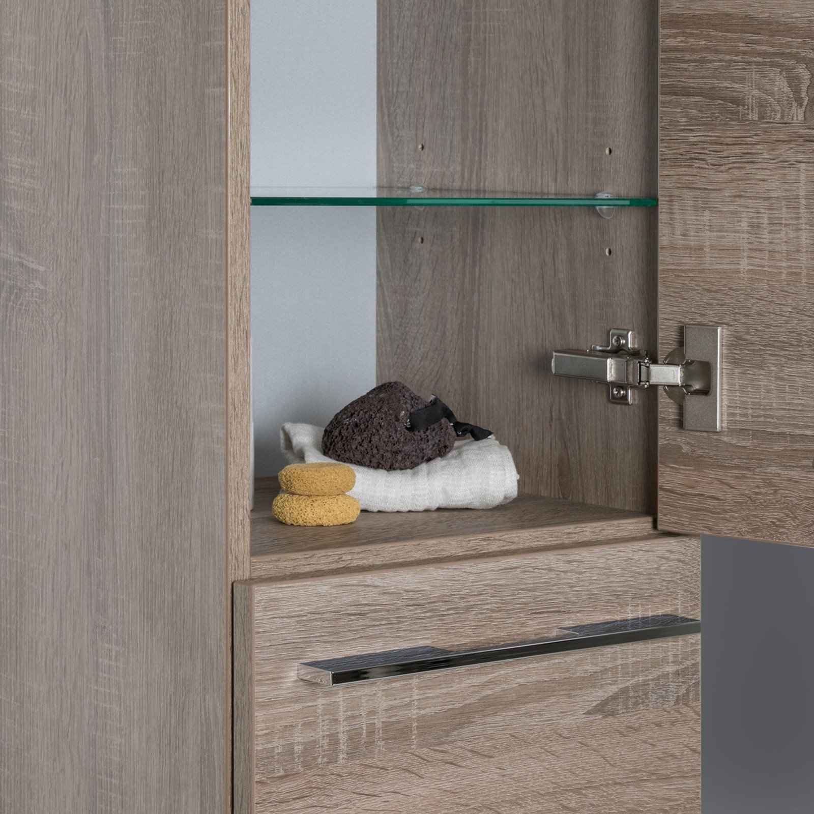 Bad Hochschrank Badmöbel Maße: H/B/T 161,6/40/32,5 cm komplett vormontiert