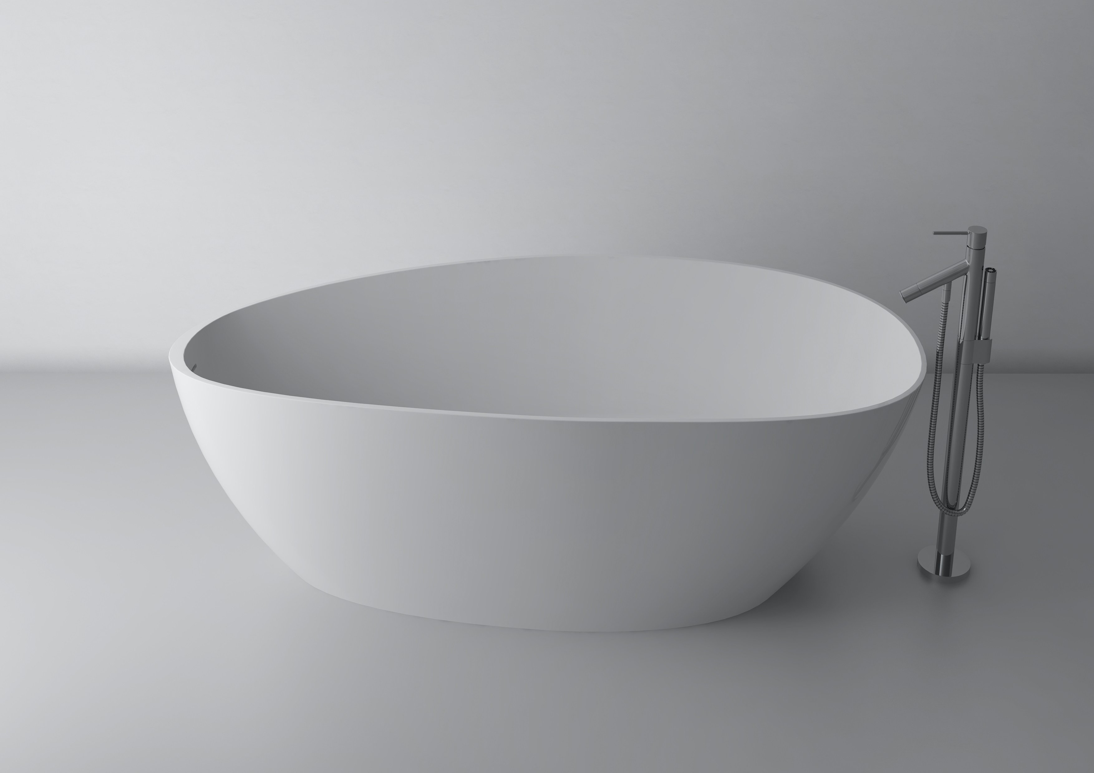 Freistehende Badewanne aus Mineralguss 170x77x62 cm in Weiß Glanz oder Matt