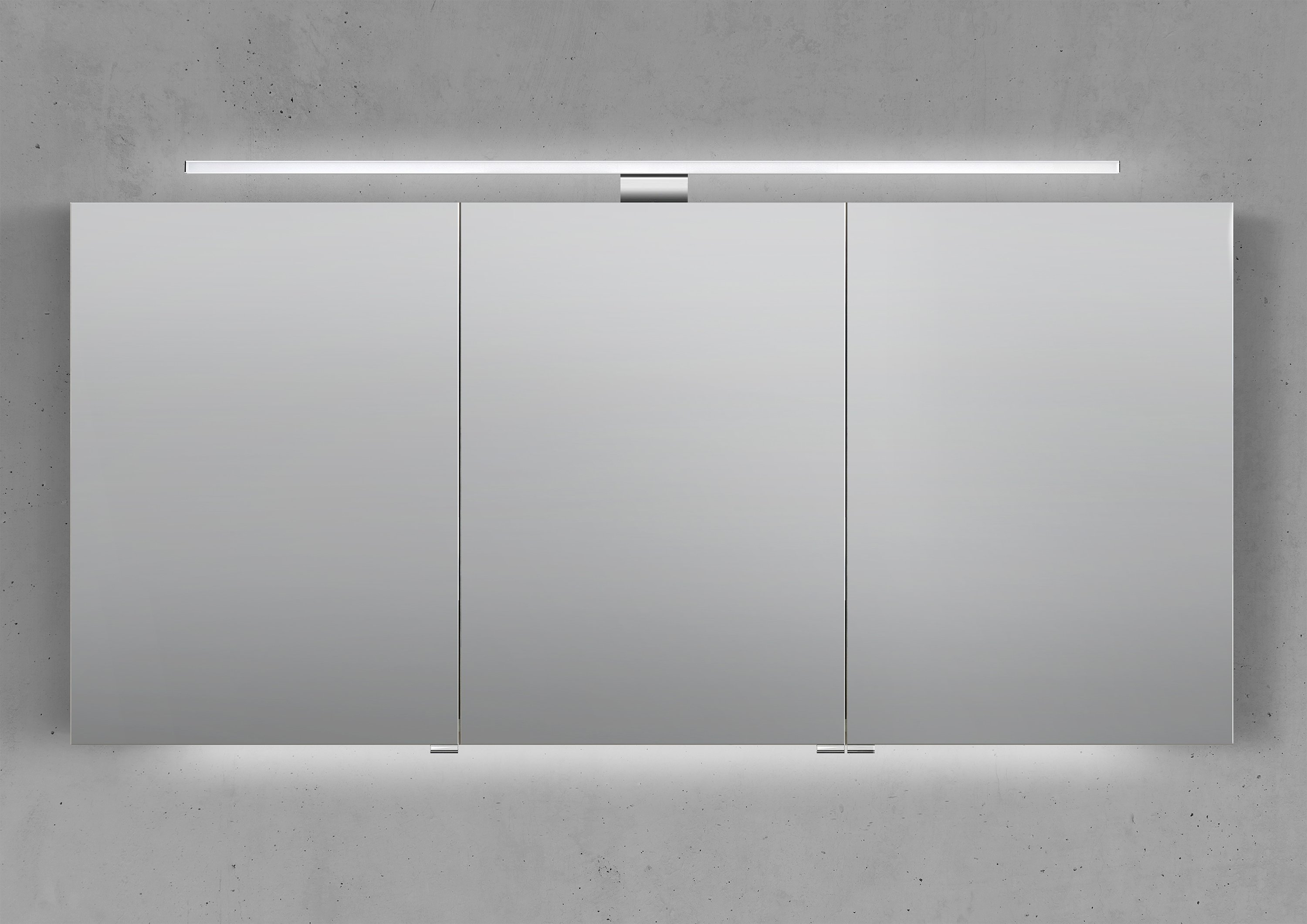 Spiegelschrank 150 cm mit LED Beleuchtung, Doppelspiegeltüren