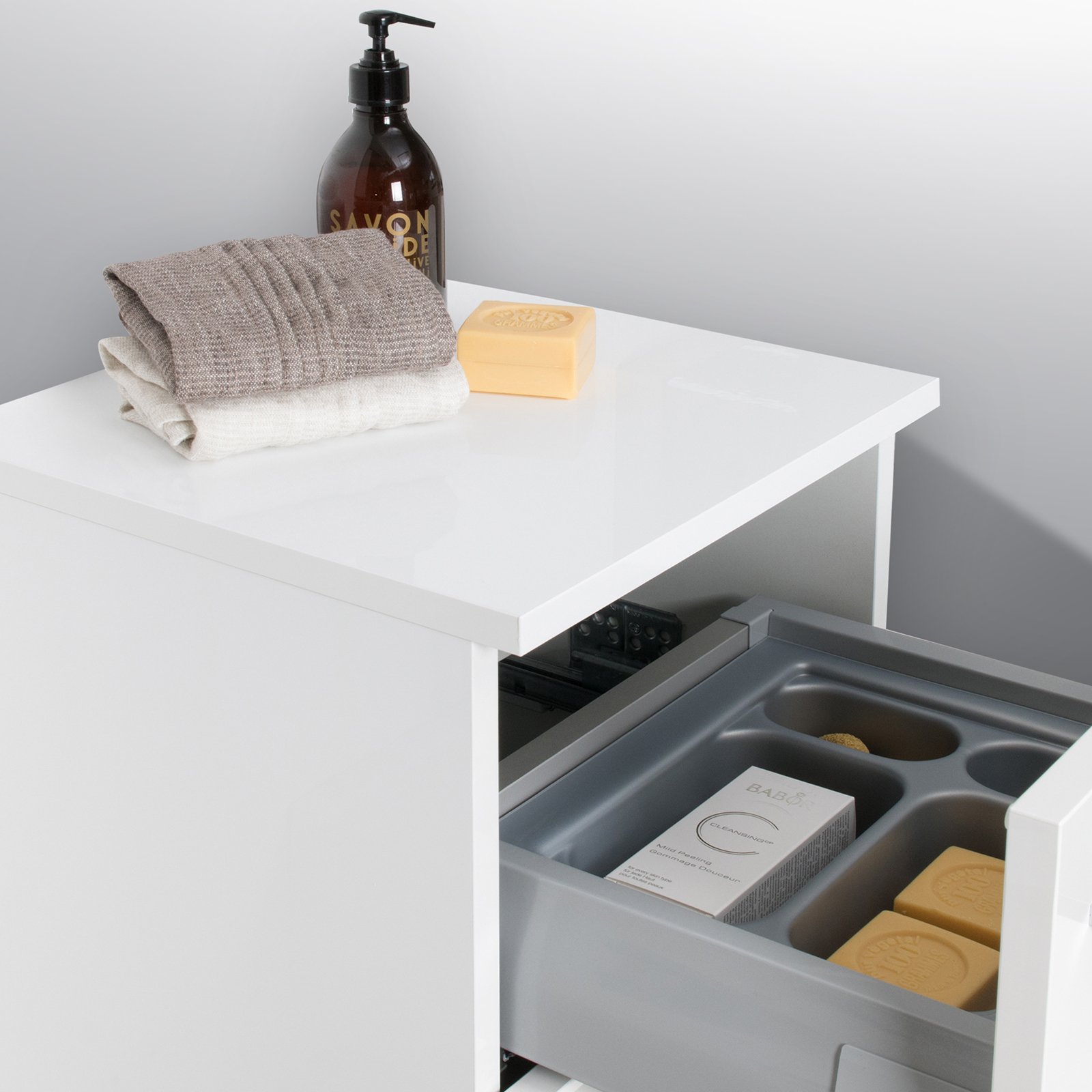 Bad Highboard Seitenschrank H/B/T 87,6/35/32,5cm, vormontiert