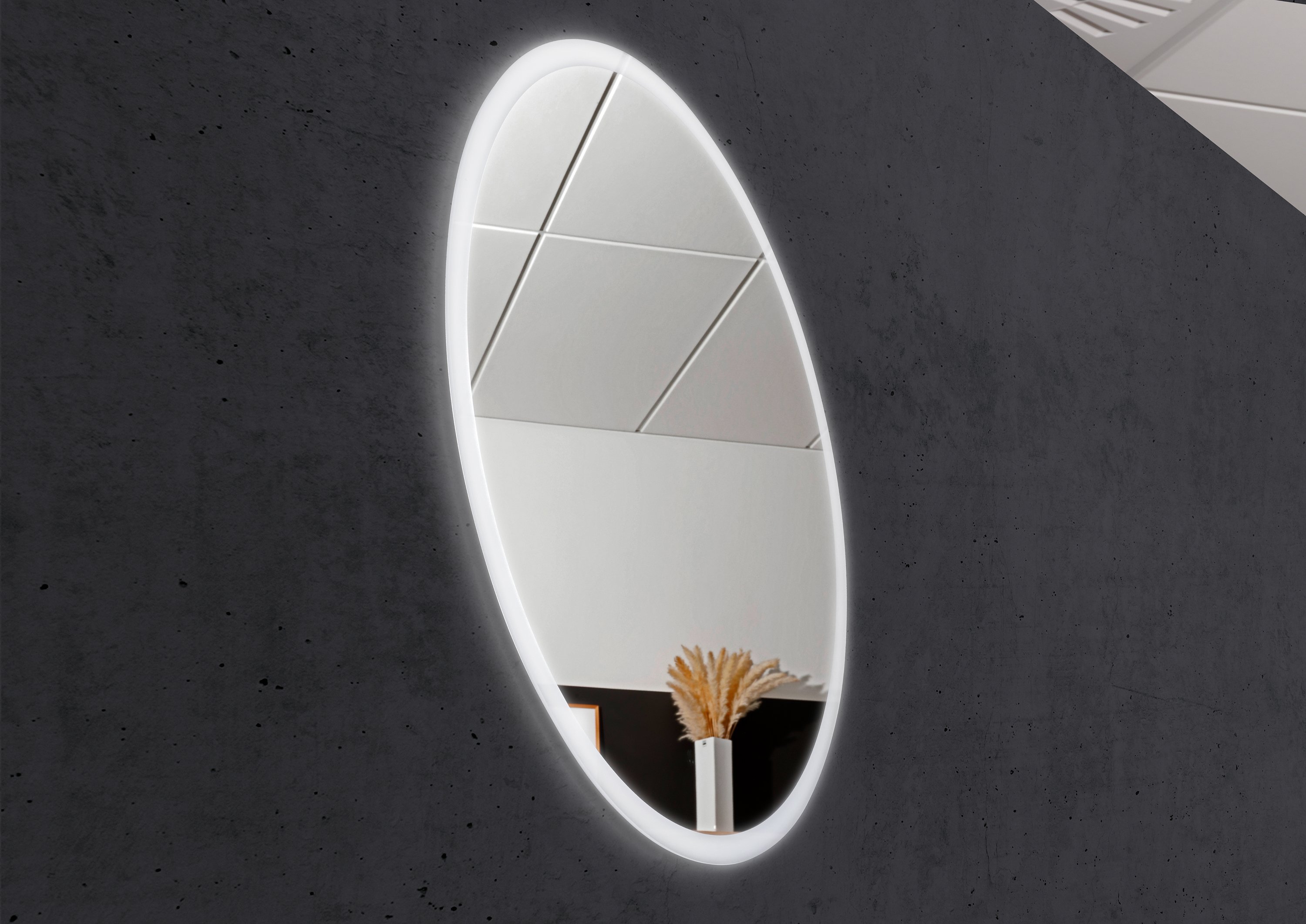 Design LED-Lichtspiegel Rund 80cm Ø mit Sensorschalter und Memory-Funktion