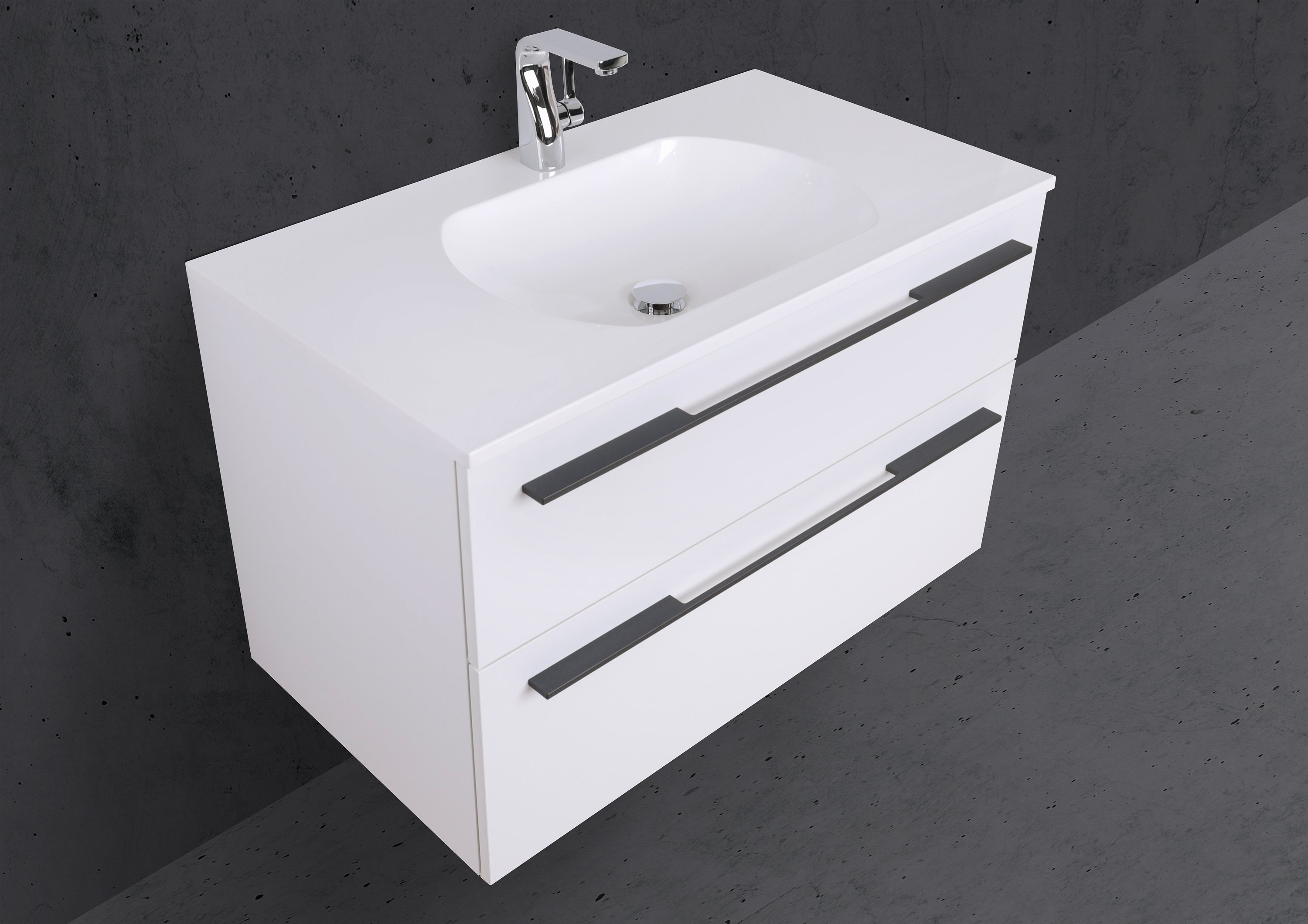 Badmöbel Set Modica 90 cm mit Evermite Waschtisch, Made in Germany