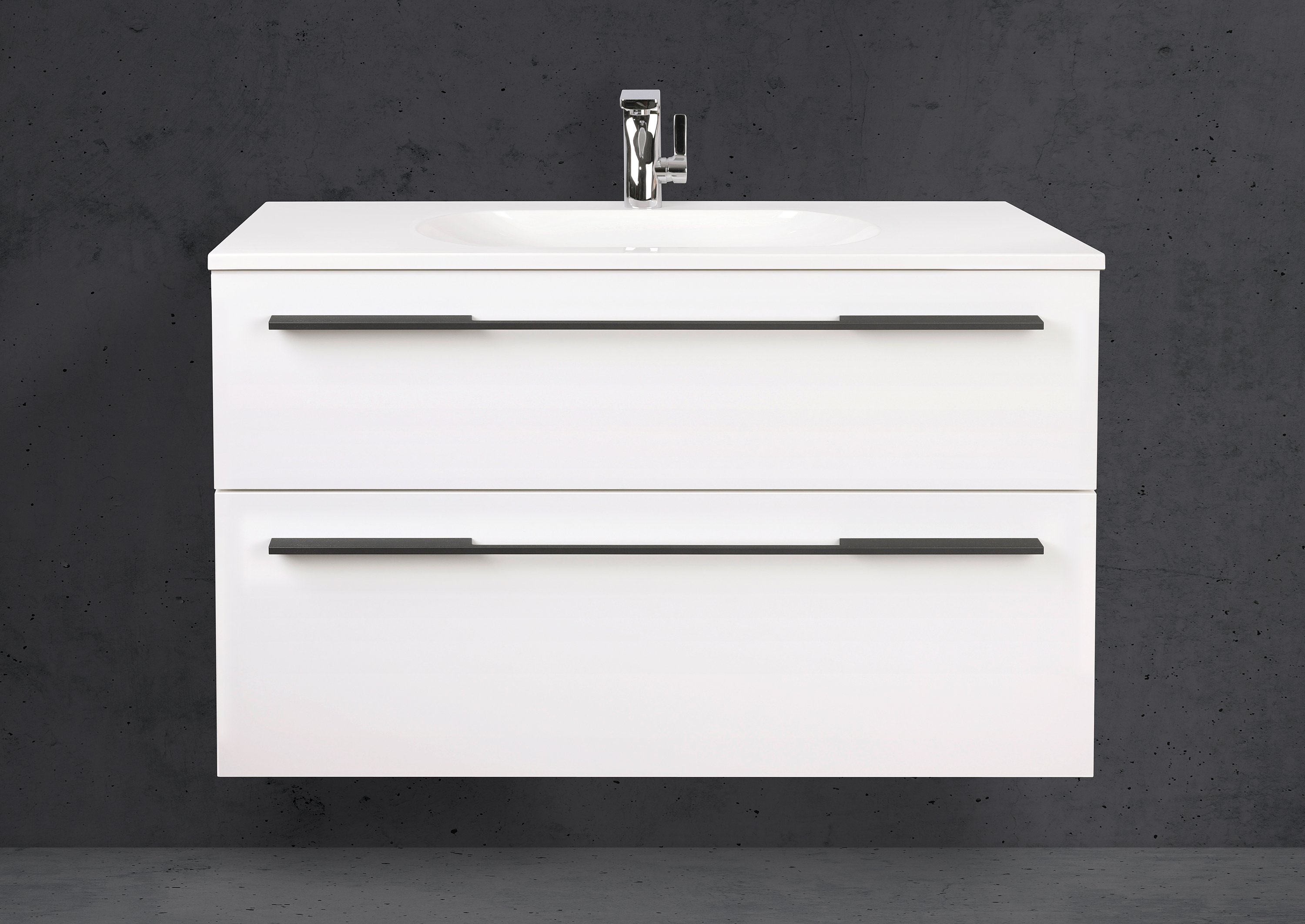 Badmöbel Set Modica 90 cm mit Evermite Waschtisch, Made in Germany