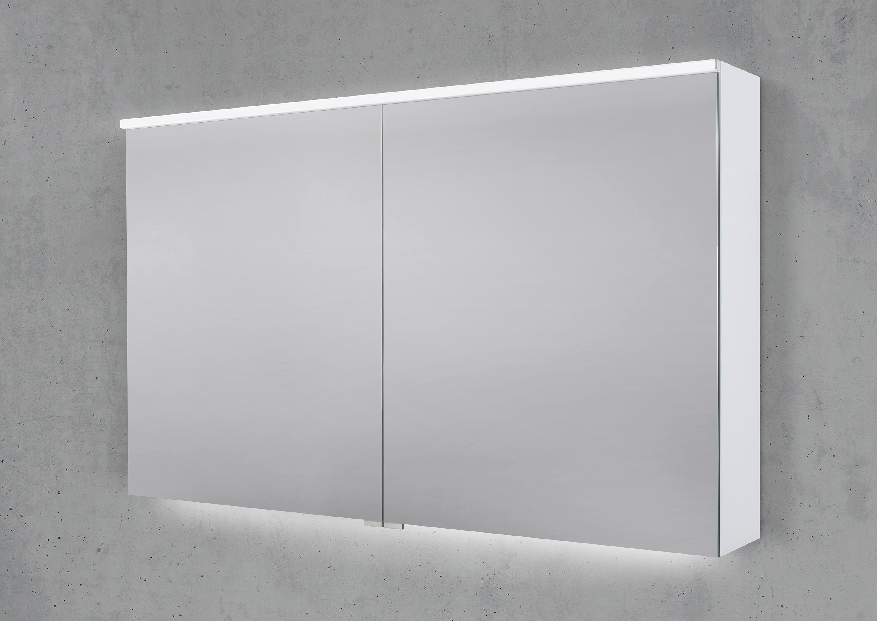 Spiegelschrank 120 cm integrierte MULTI Light LED Beleuchtung Doppelspiegeltüren
