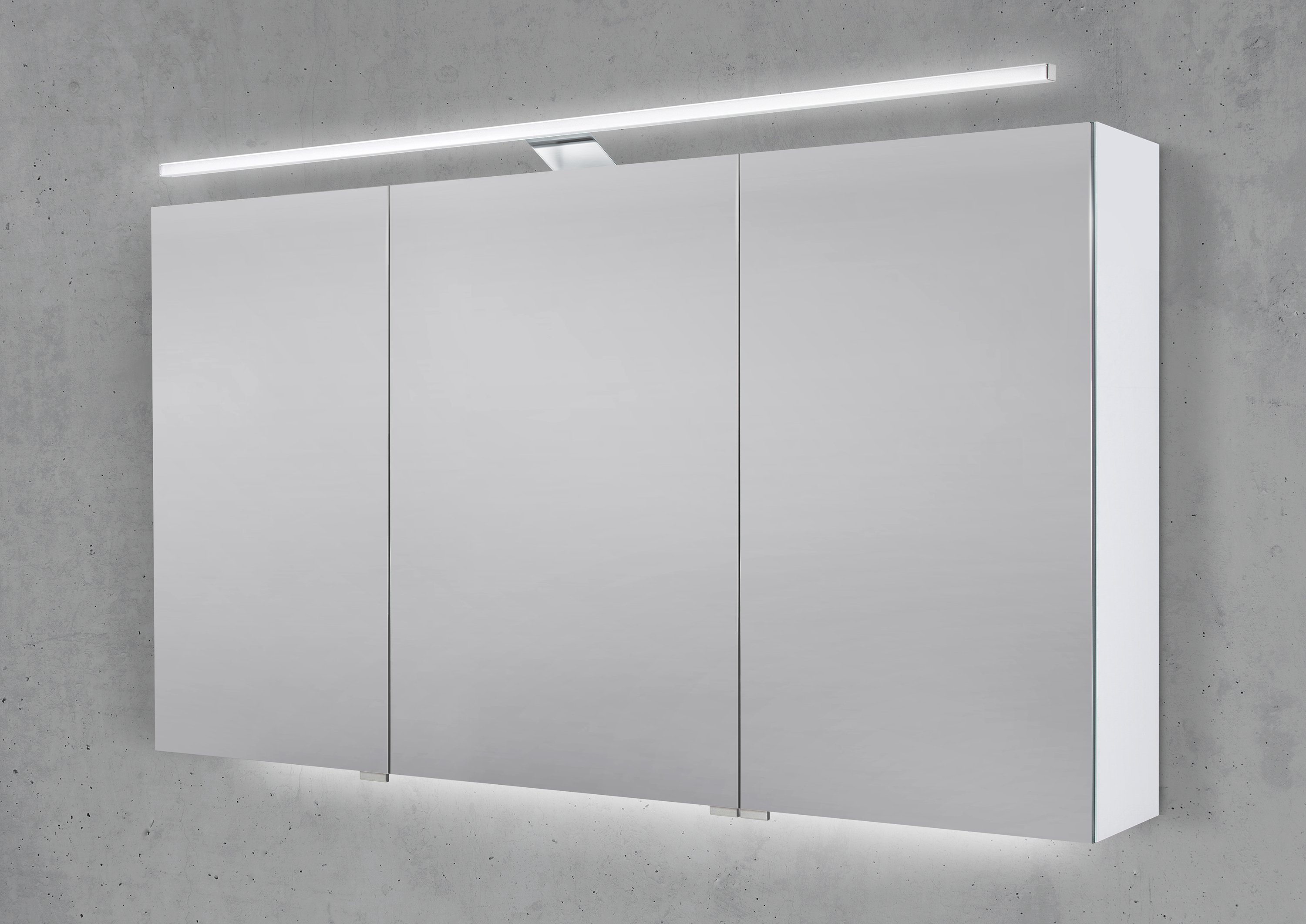 Spiegelschrank 130 cm mit MULTI Light LED Beleuchtung, Doppelspiegeltüren