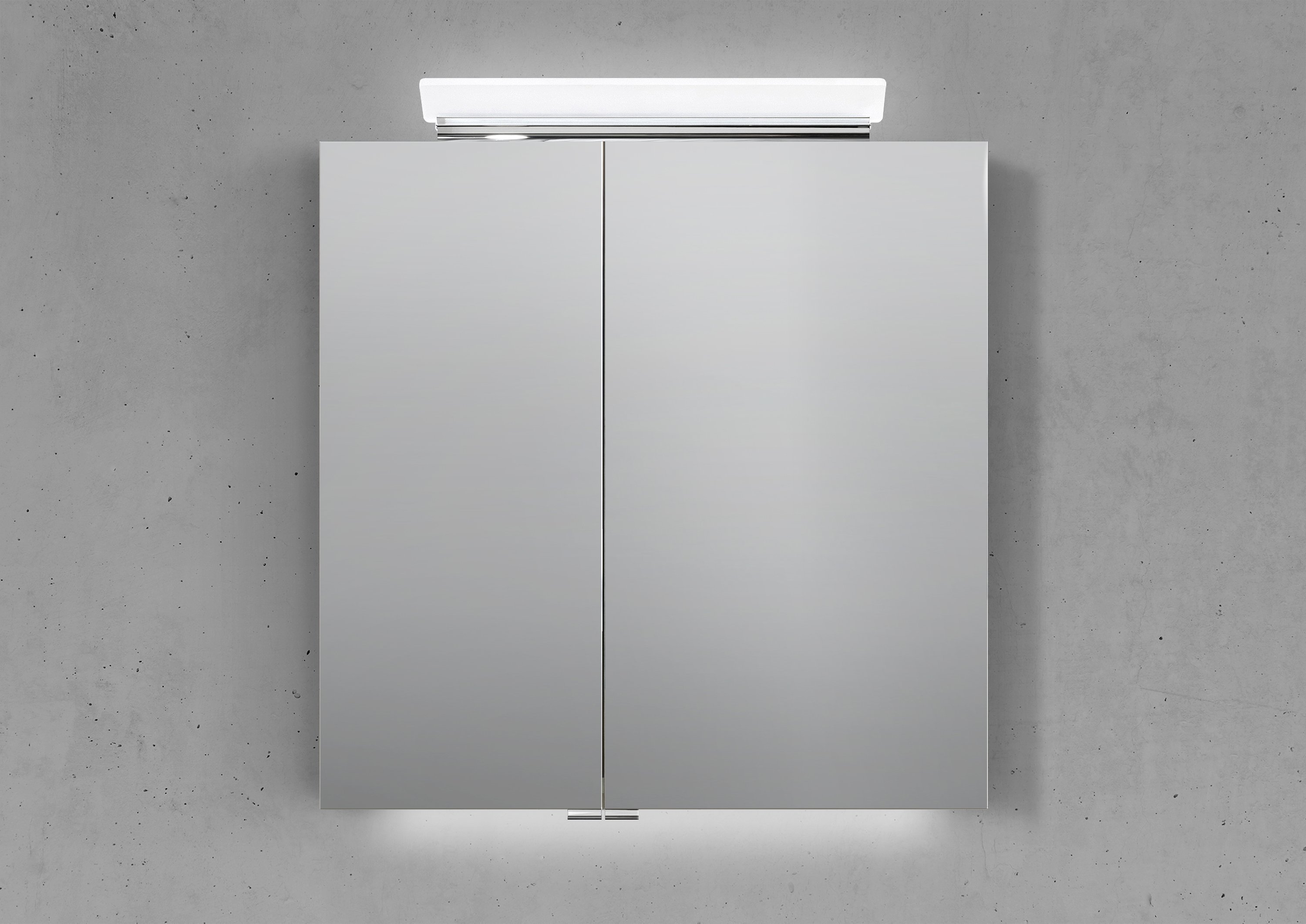 Spiegelschrank 70 cm LED Acryl Aufsatzleuchte doppelseitig verspiegelt
