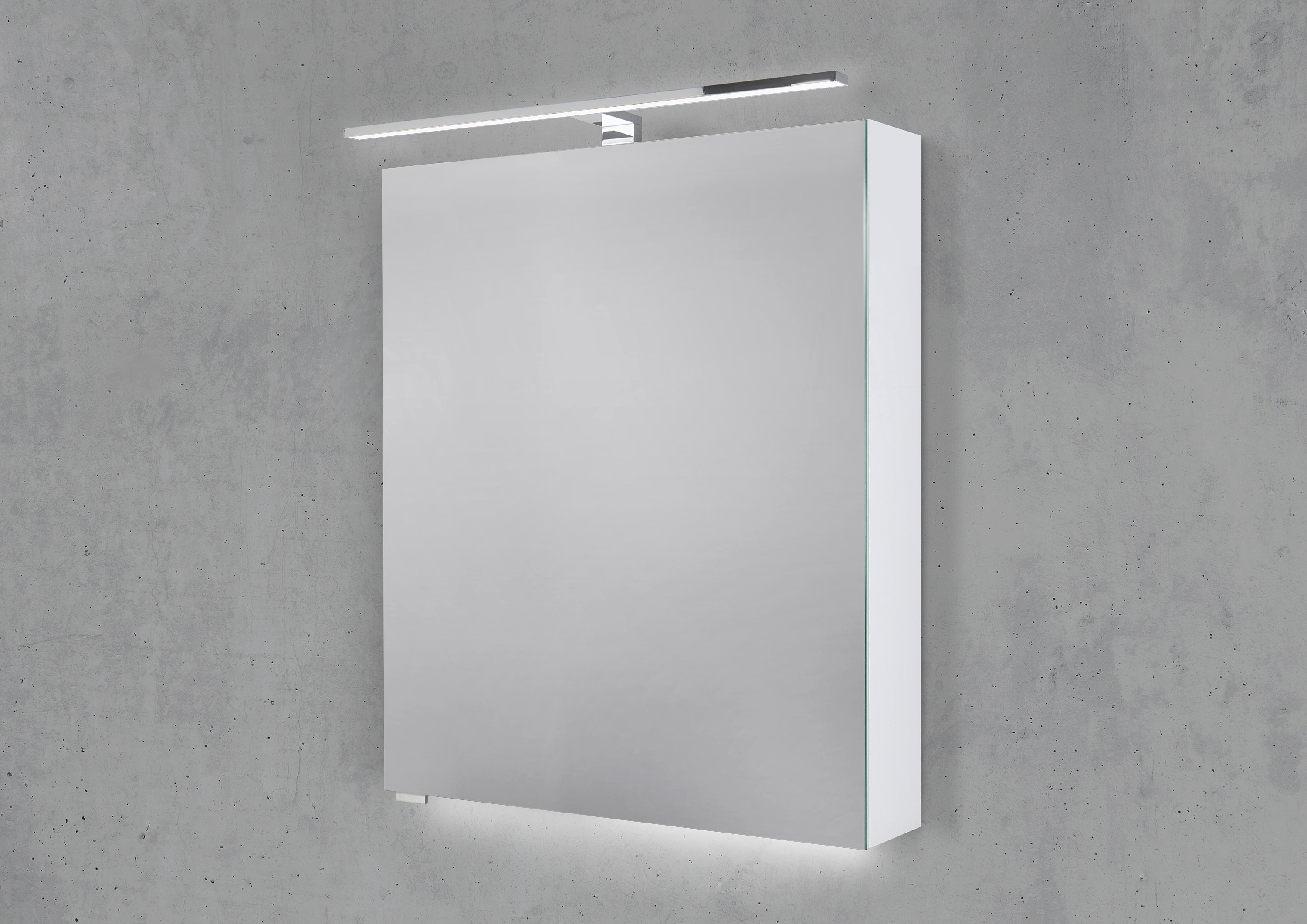 Spiegelschrank 60 cm mit MULTI Light LED Chrom Beleuchtung Doppelspiegeltür