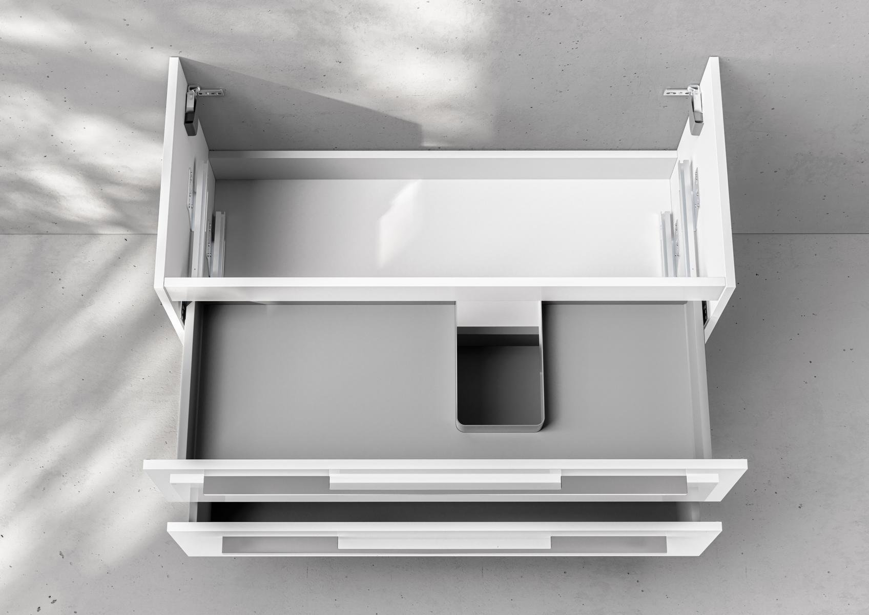 Unterschrank Intarbad Premium als Zubehör für Waschtisch Geberit iCon 90cm mit Ablage links