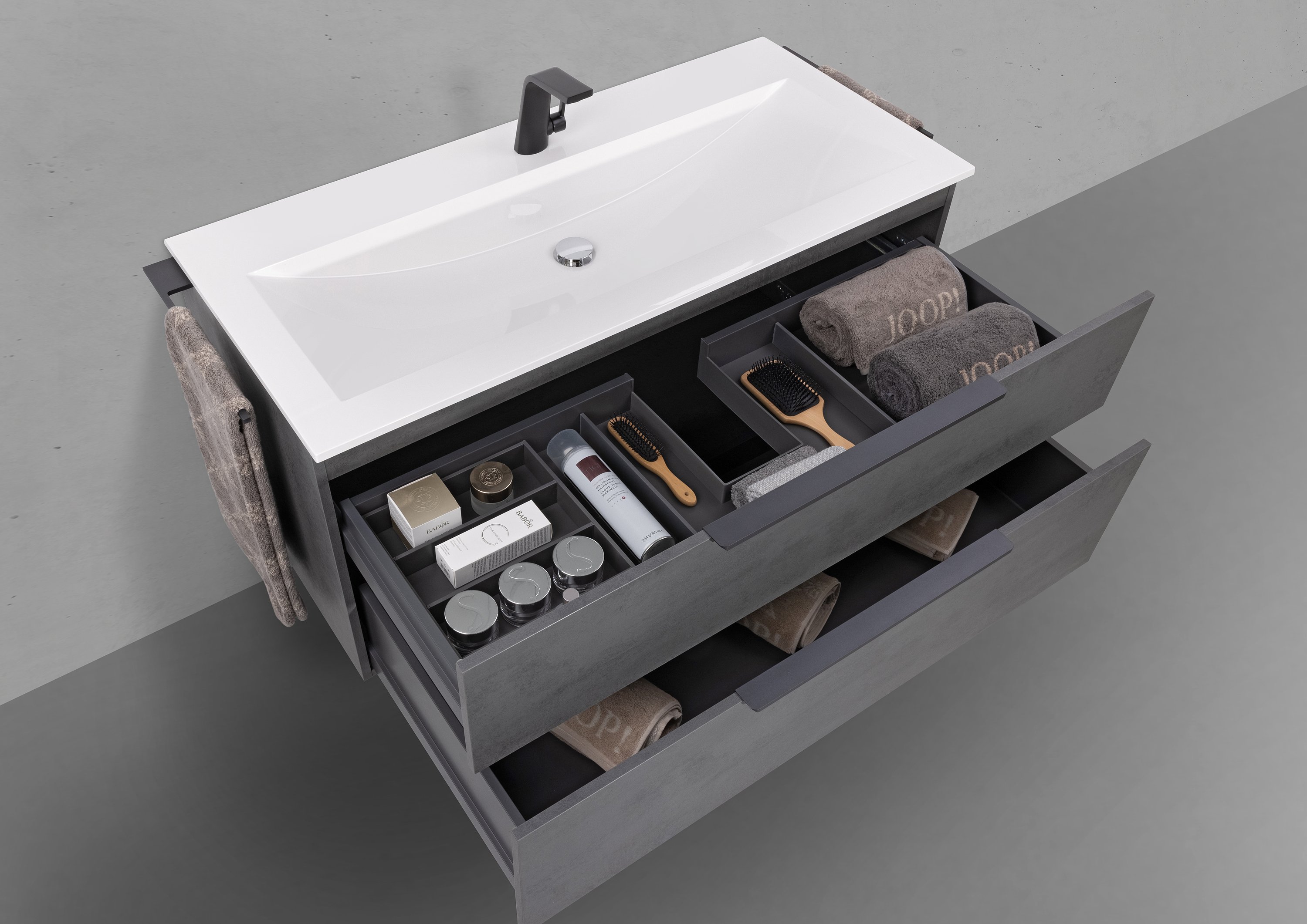 Design Badmöbel Set Valenta 120 cm, Unterschrank + Waschtisch Evermite