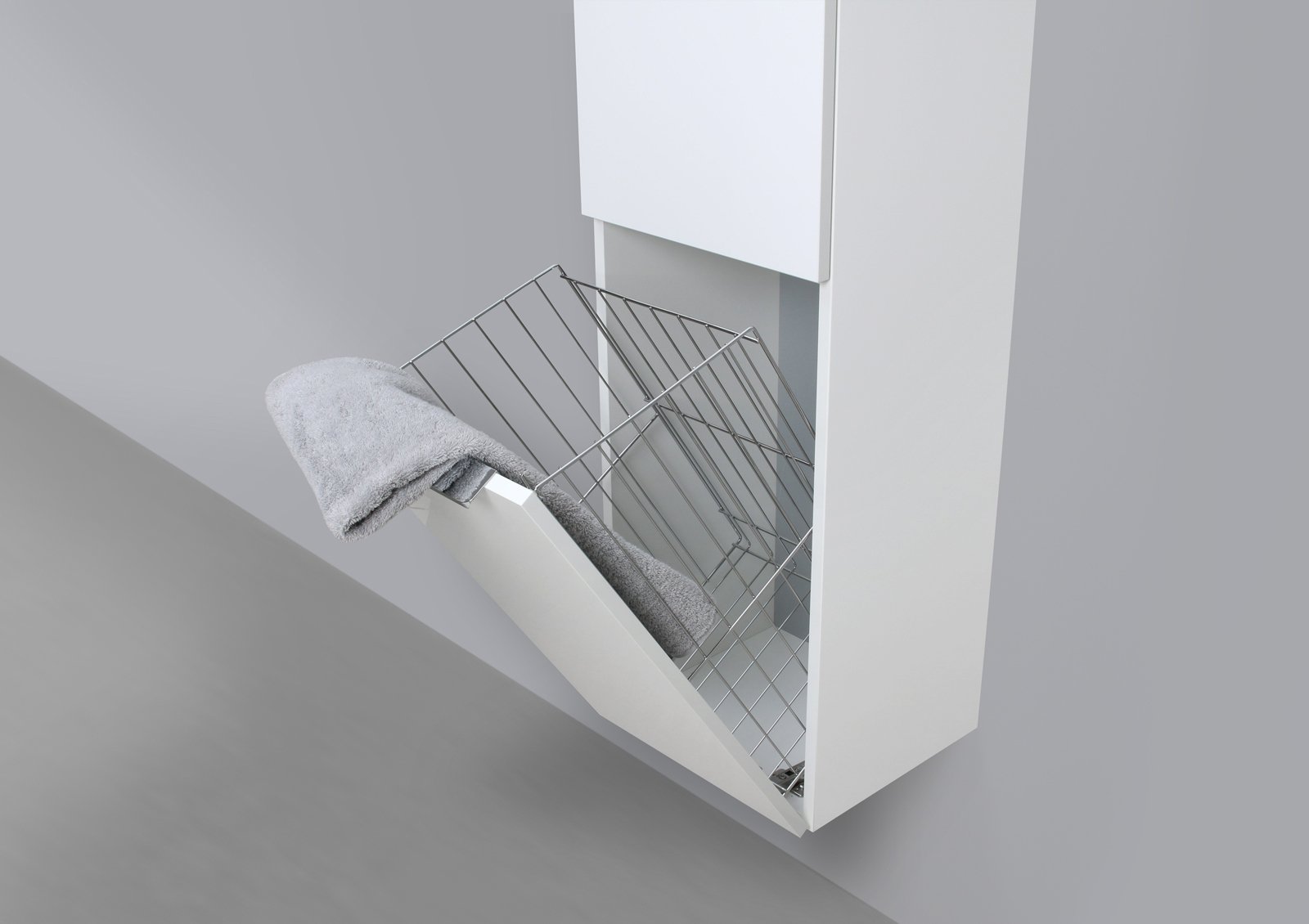 Hochschrank Seitenschrank mit Wäschekippe H/B/T: 161,6/40/32,5cm Weiß Hochglanz Lack