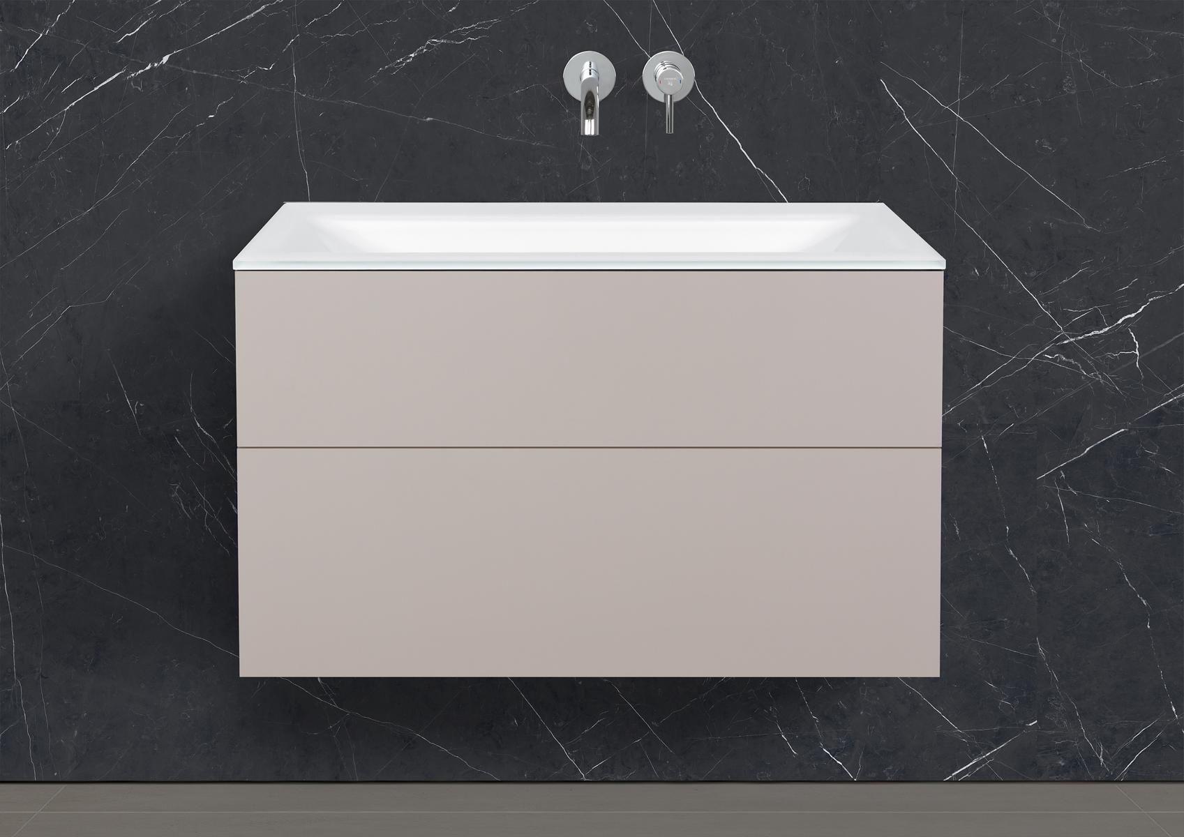 Saphir - Badmöbelset 90 cm mit Glaswaschbecken und grifflosem Unterschrank