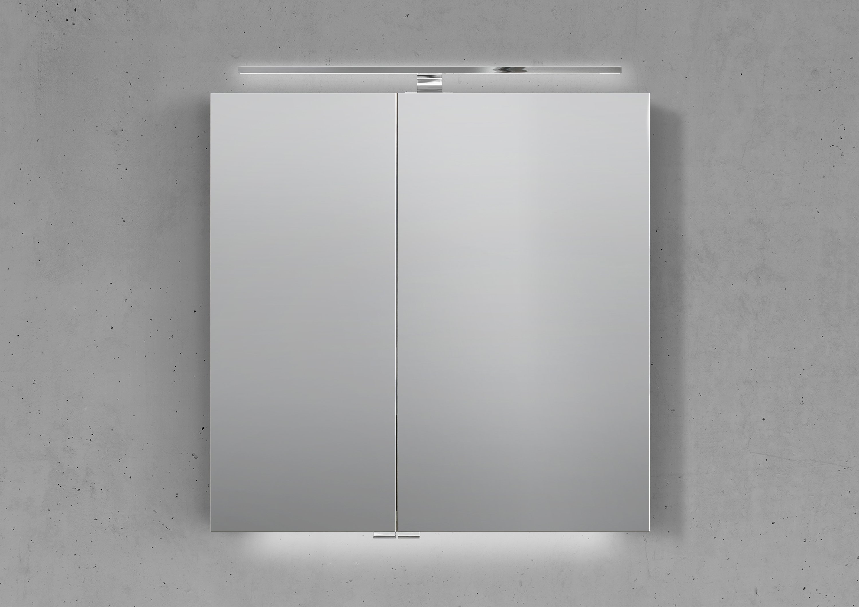 Spiegelschrank 70 cm mit MULTI Light LED Chrom Beleuchtung Doppelspiegeltüren