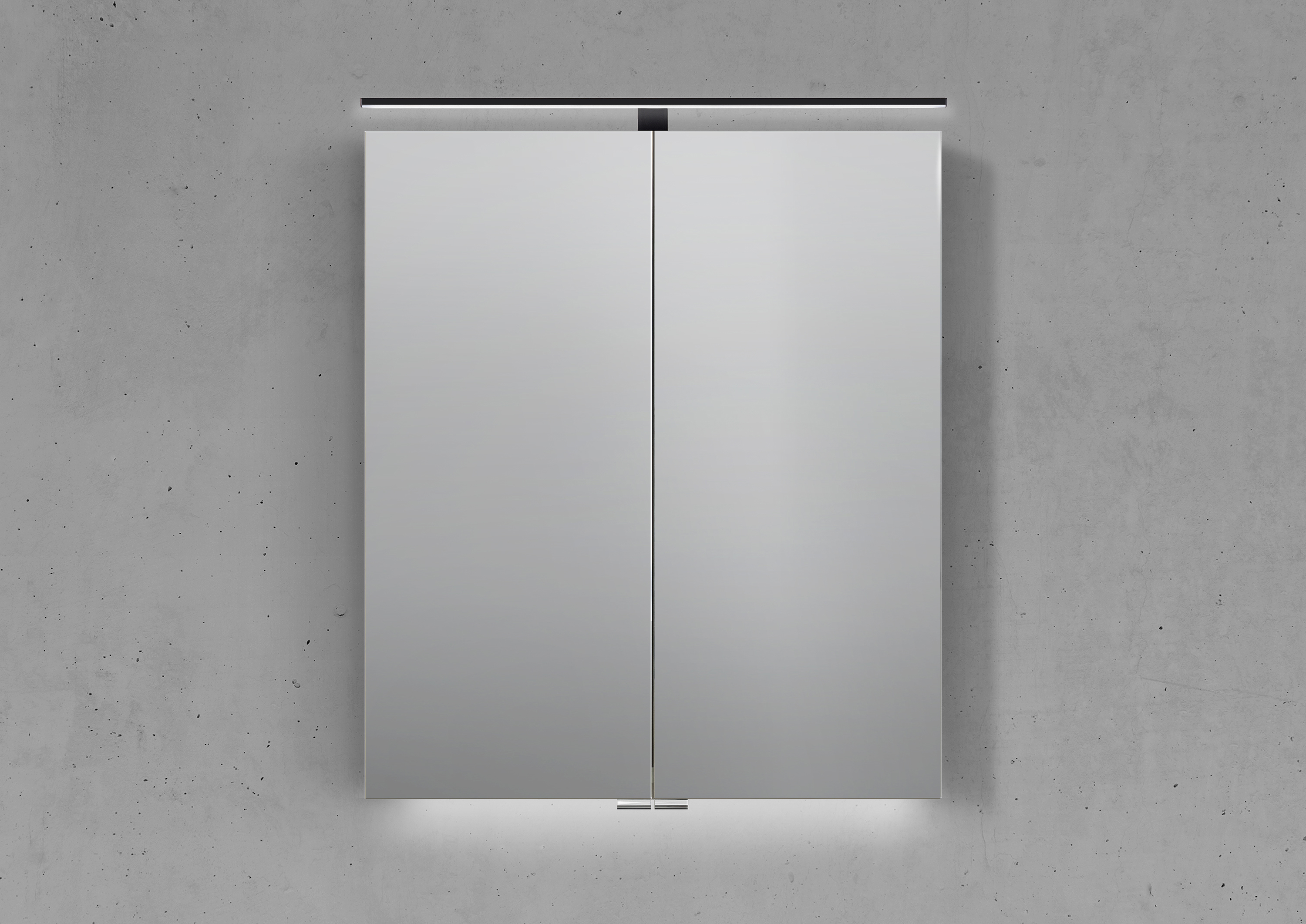 Saphir - Badmöbelset 60 cm mit Glaswaschbecken, Unterschrank und Spiegelschrank