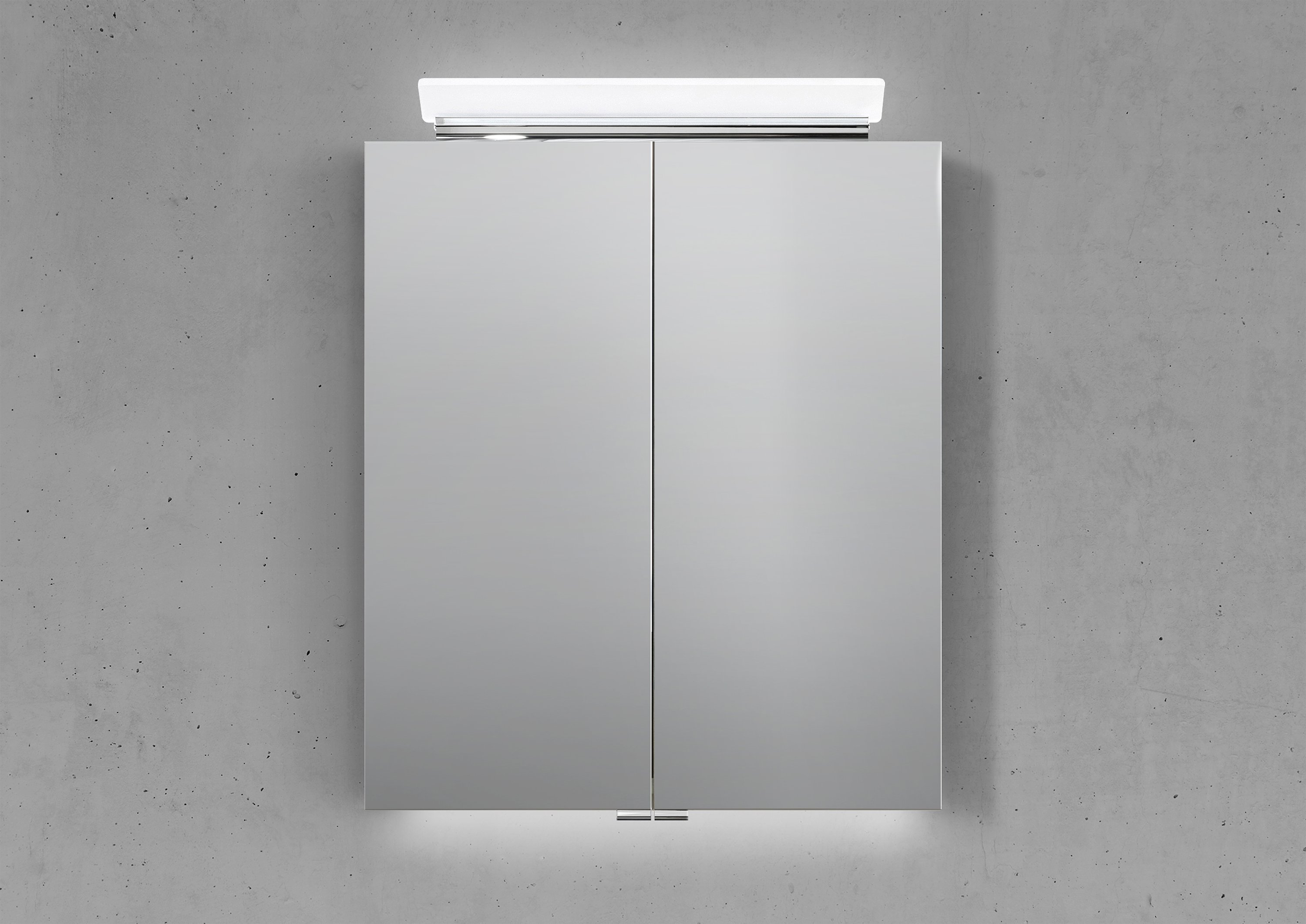 Spiegelschrank 60 cm LED Acryl Aufsatzleuchte doppelseitig verspiegelt