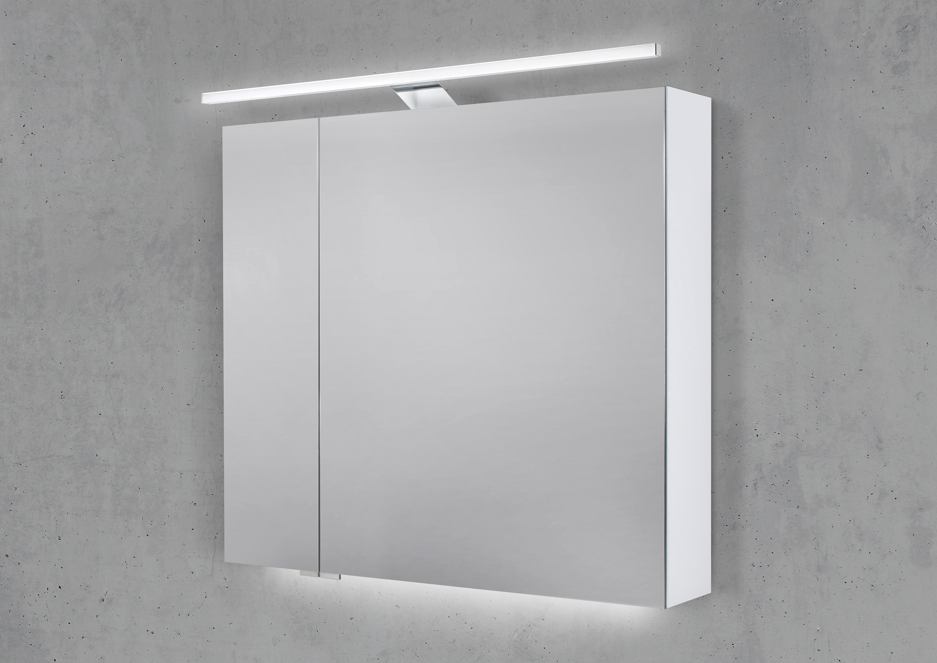 Spiegelschrank 80 cm mit MULTI Light LED Beleuchtung, Doppelspiegeltüren
