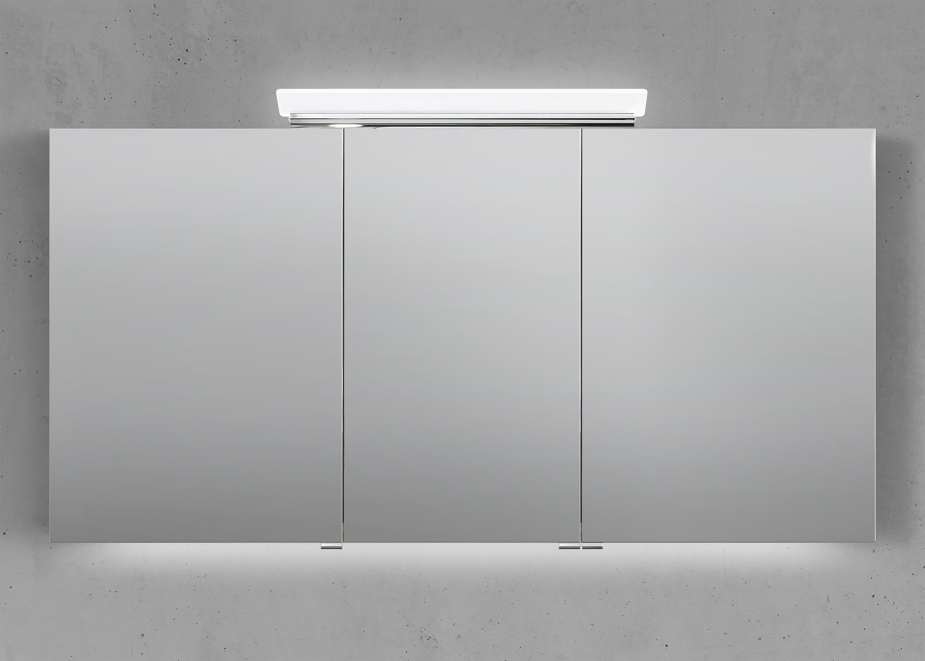 Spiegelschrank 140 cm LED Acryl Aufsatzleuchte doppelseitig verspiegelt