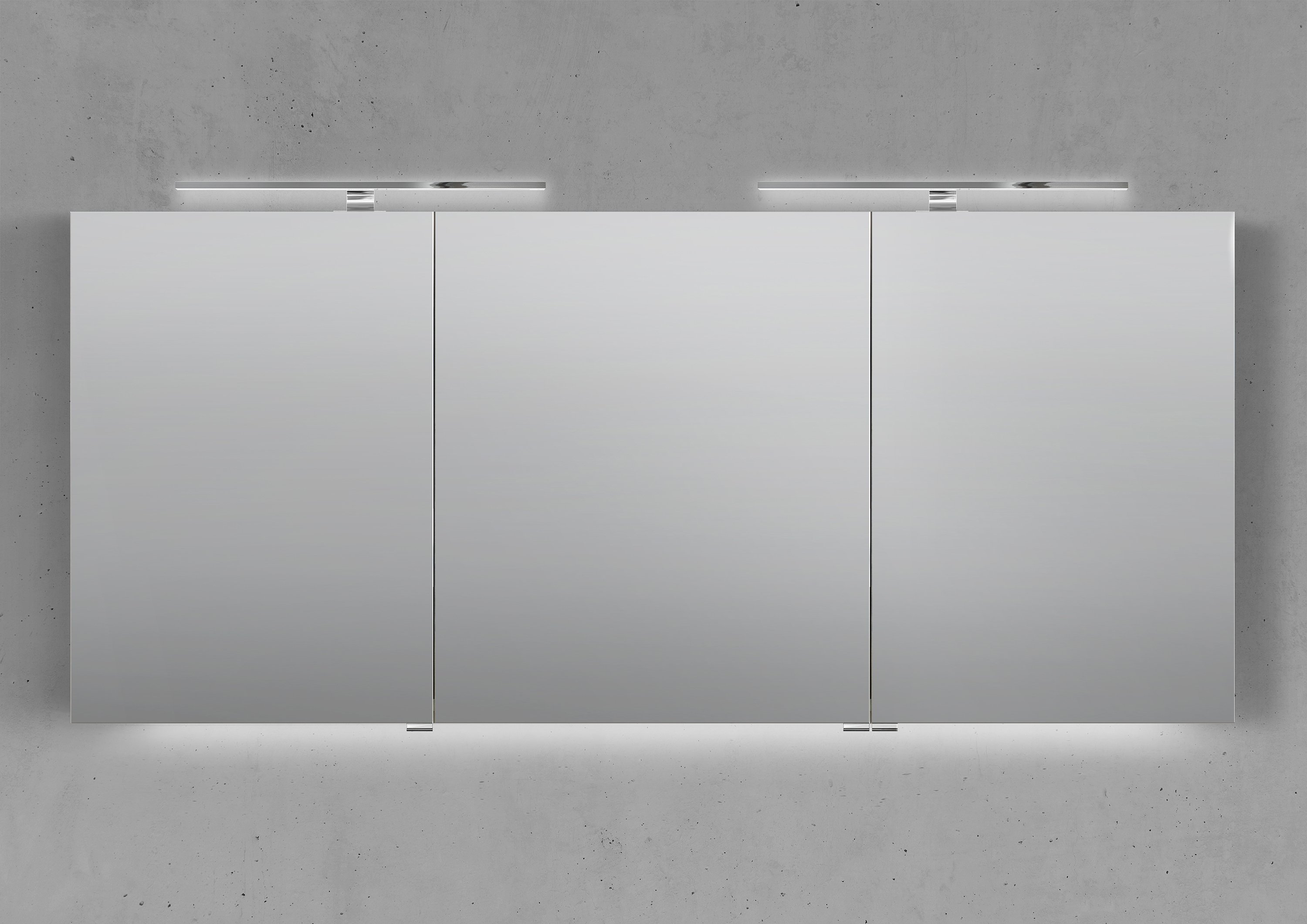 Spiegelschrank 160 cm mit 2x MULTI Light LED Chrom Beleuchtung Doppelspiegeltüren