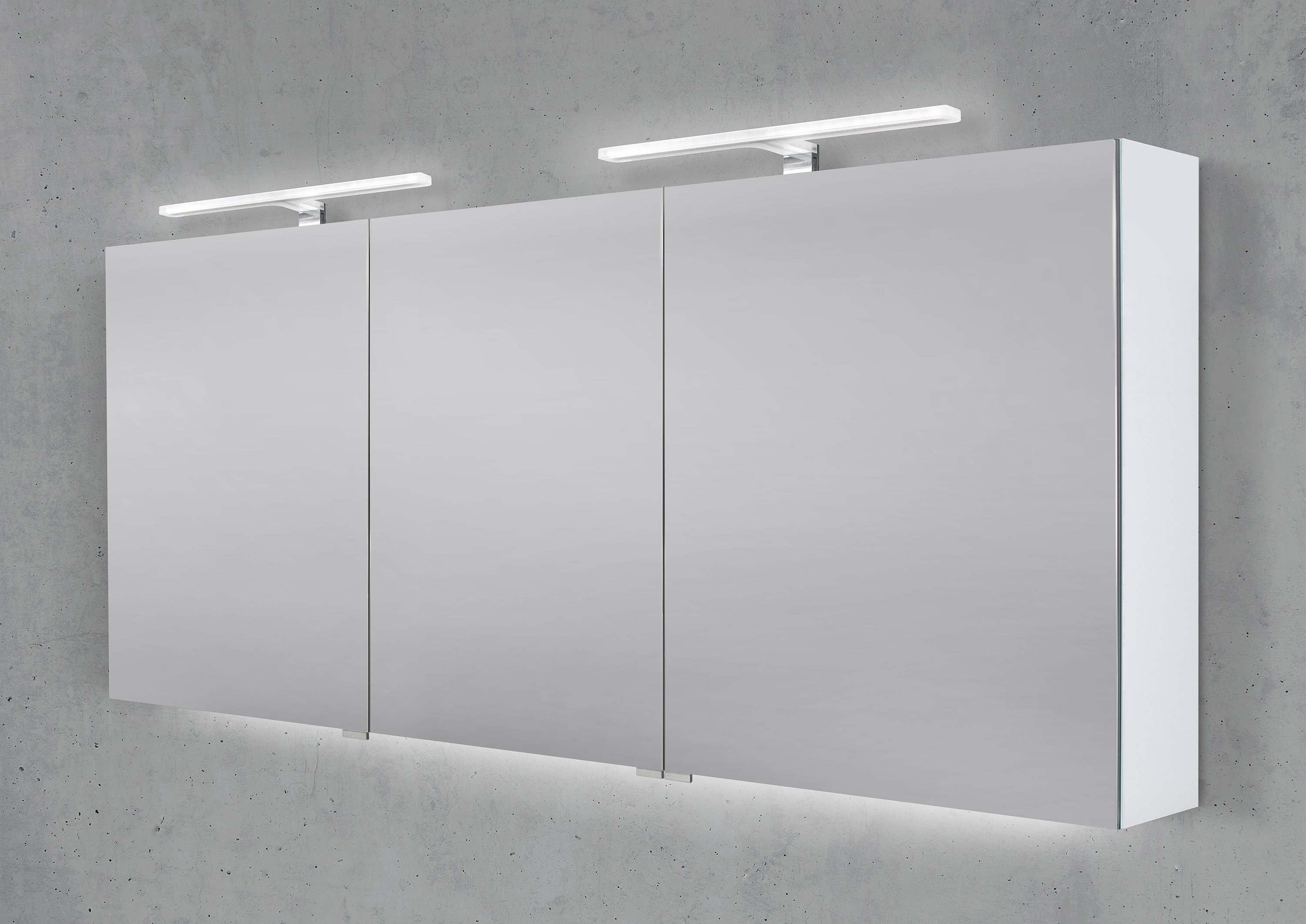 Spiegelschrank 170 cm 2x MULTI LED Acryl Aufsatzleuchte Doppelspiegeltüren