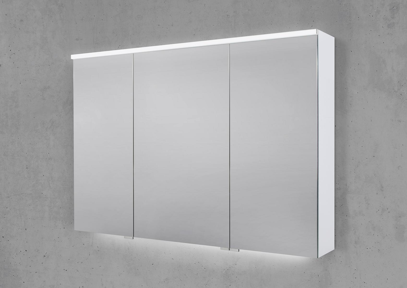 Spiegelschrank 100 cm 3 türig mit integrierter MULTI Light LED Beleuchtung Doppelspiegeltüren 