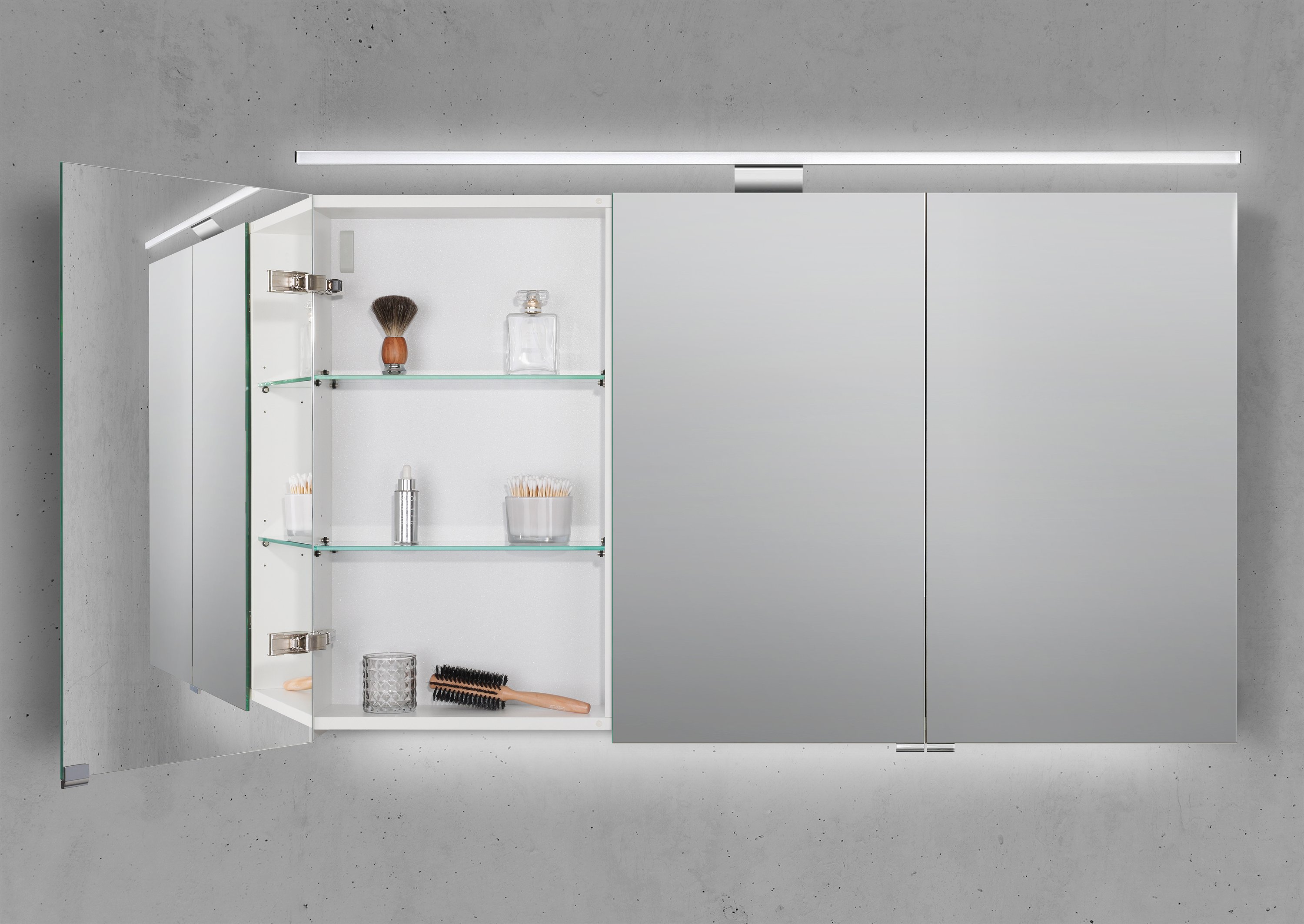 Spiegelschrank 120 cm mit LED Beleuchtung, Doppelspiegeltüren