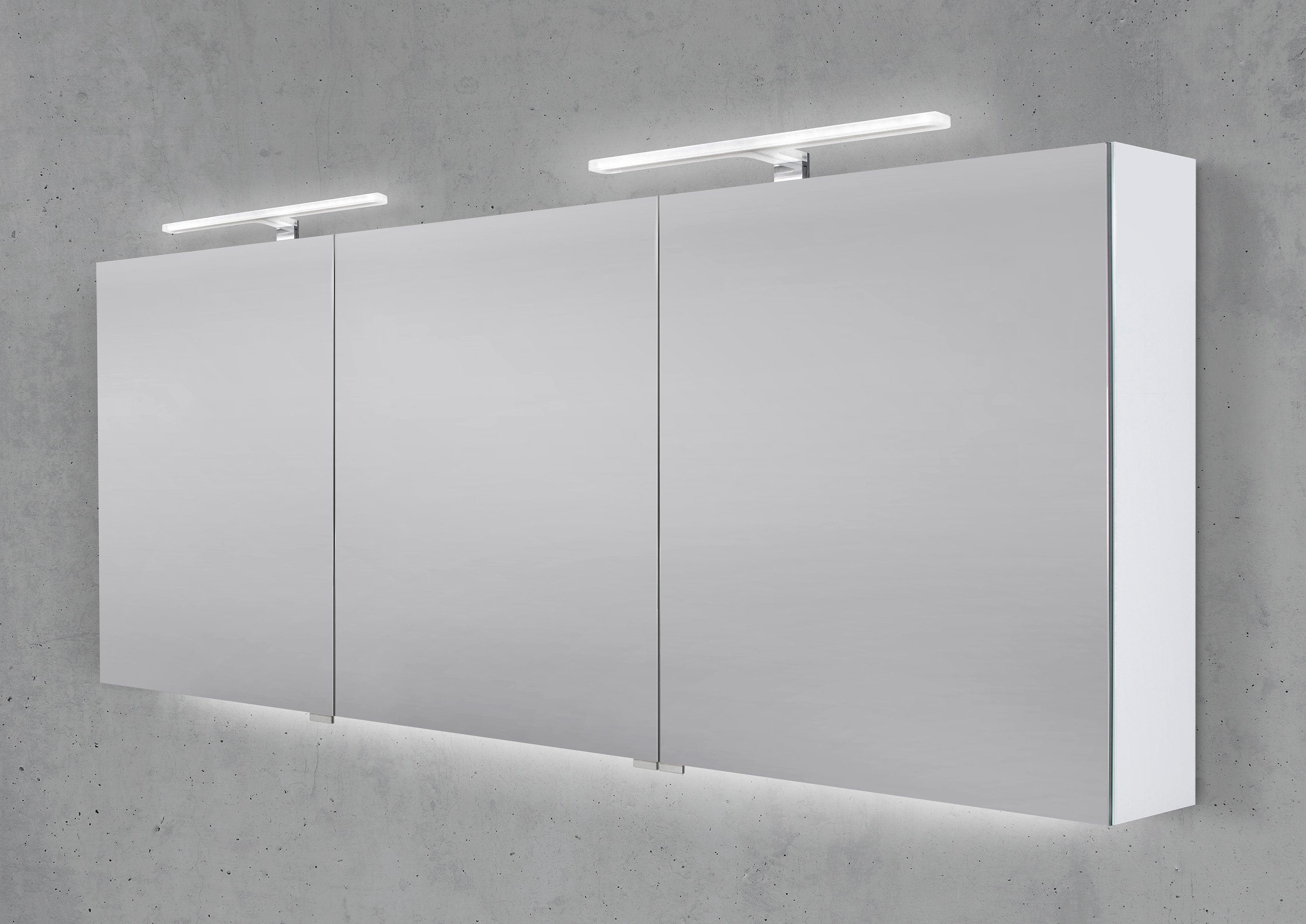 Spiegelschrank 180 cm 2x MULTI LED Acryl Aufsatzleuchte Doppelspiegeltüren