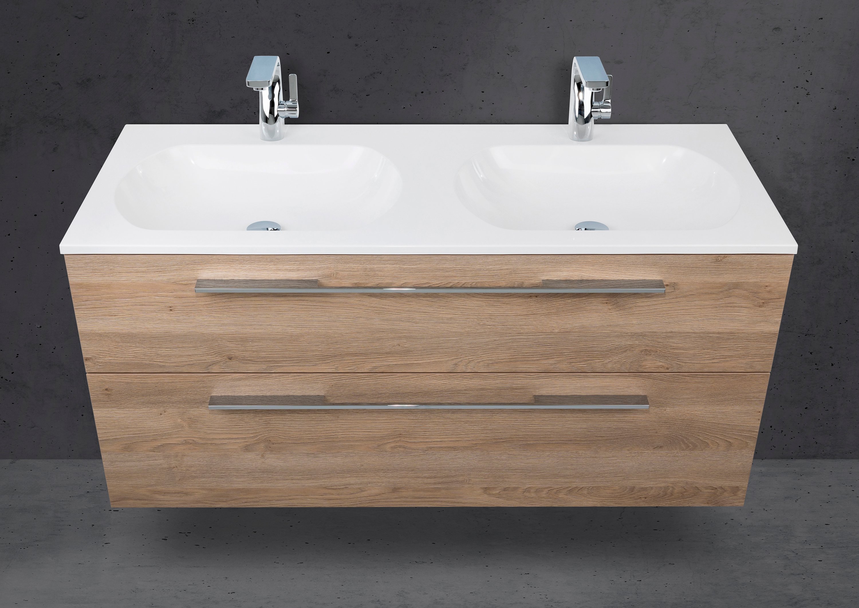 Badmöbel Modica 120 cm Doppelwaschtisch, mit Unterschrank und Multi Led Spiegelschrank, Intarbad