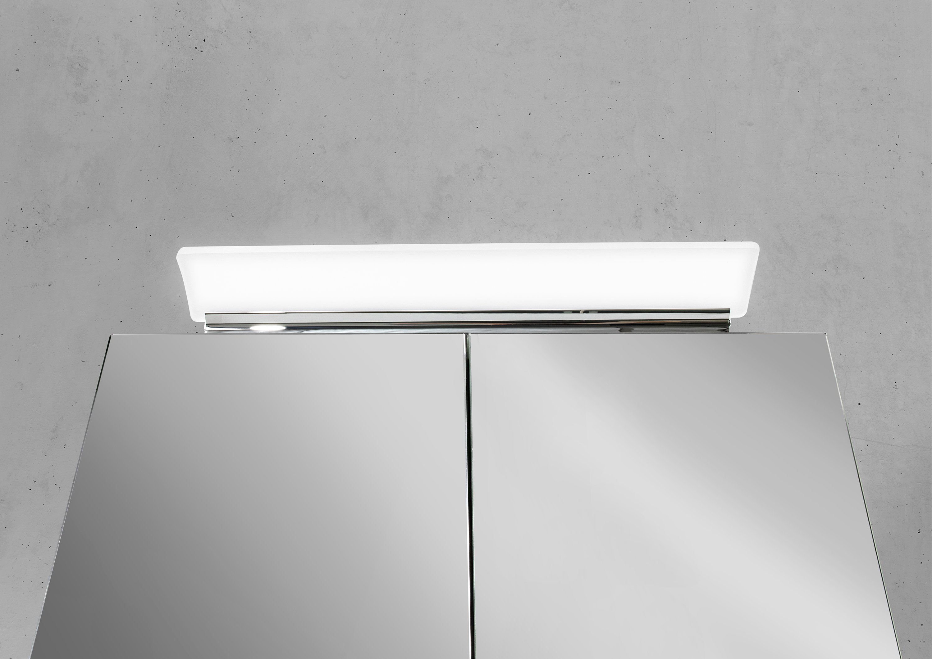 Spiegelschrank 60 cm LED Acryl Aufsatzleuchte doppelseitig verspiegelt