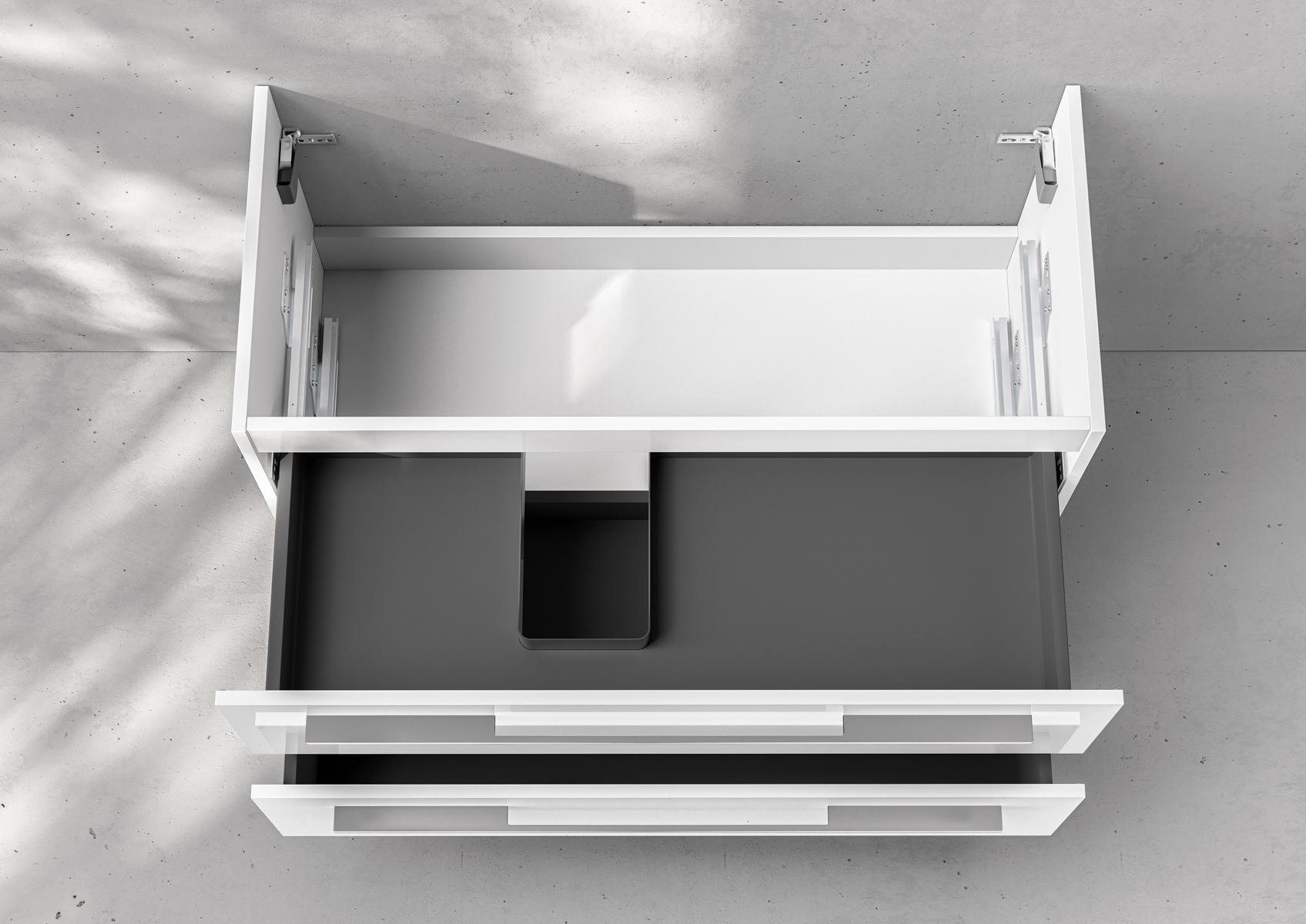 Unterschrank Intarbad Deluxe als Zubehör für Waschtisch Geberit iCon 90cm mit Ablage rechts