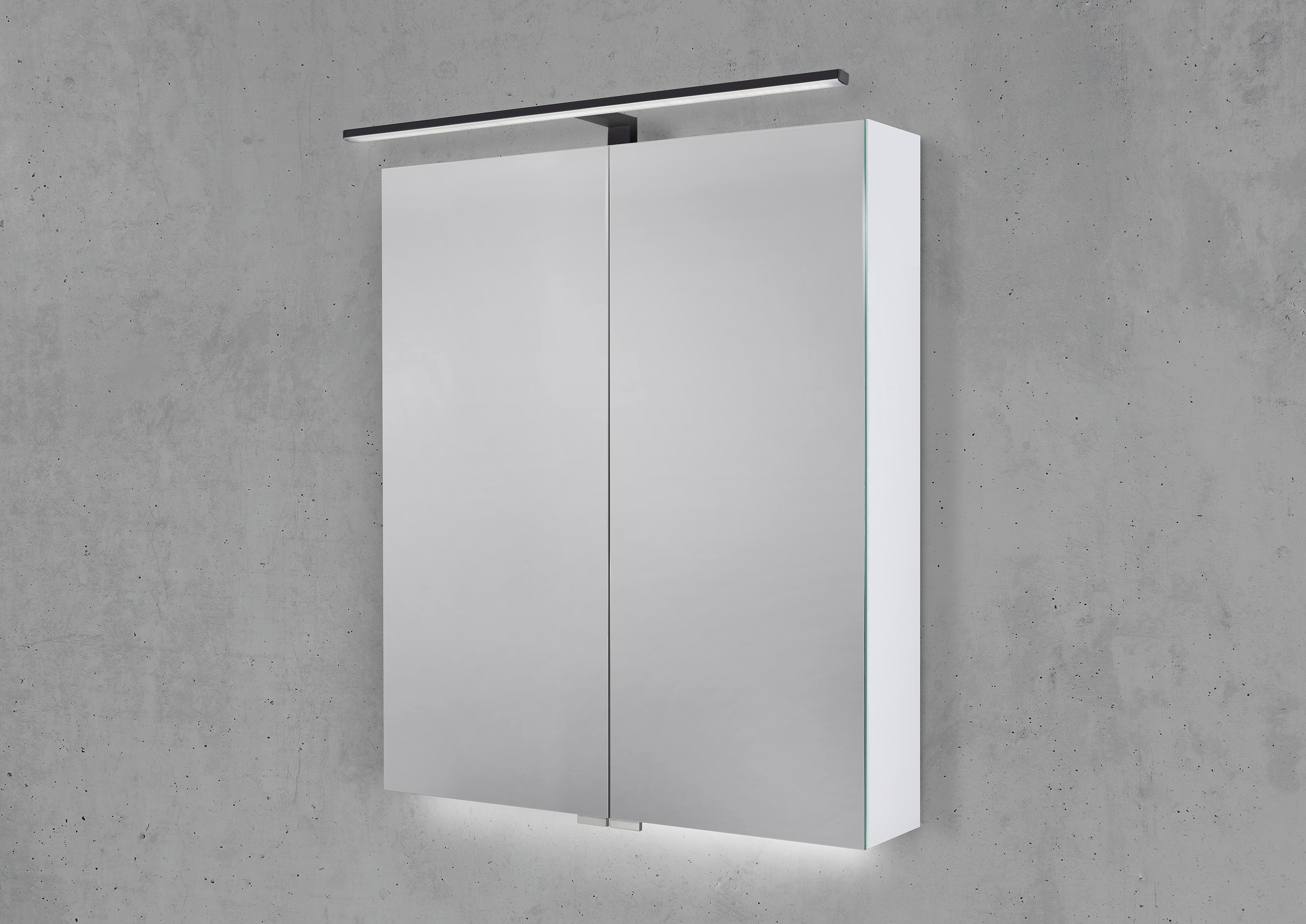 Saphir - Badmöbelset 60 cm mit Glaswaschbecken, Unterschrank und Spiegelschrank