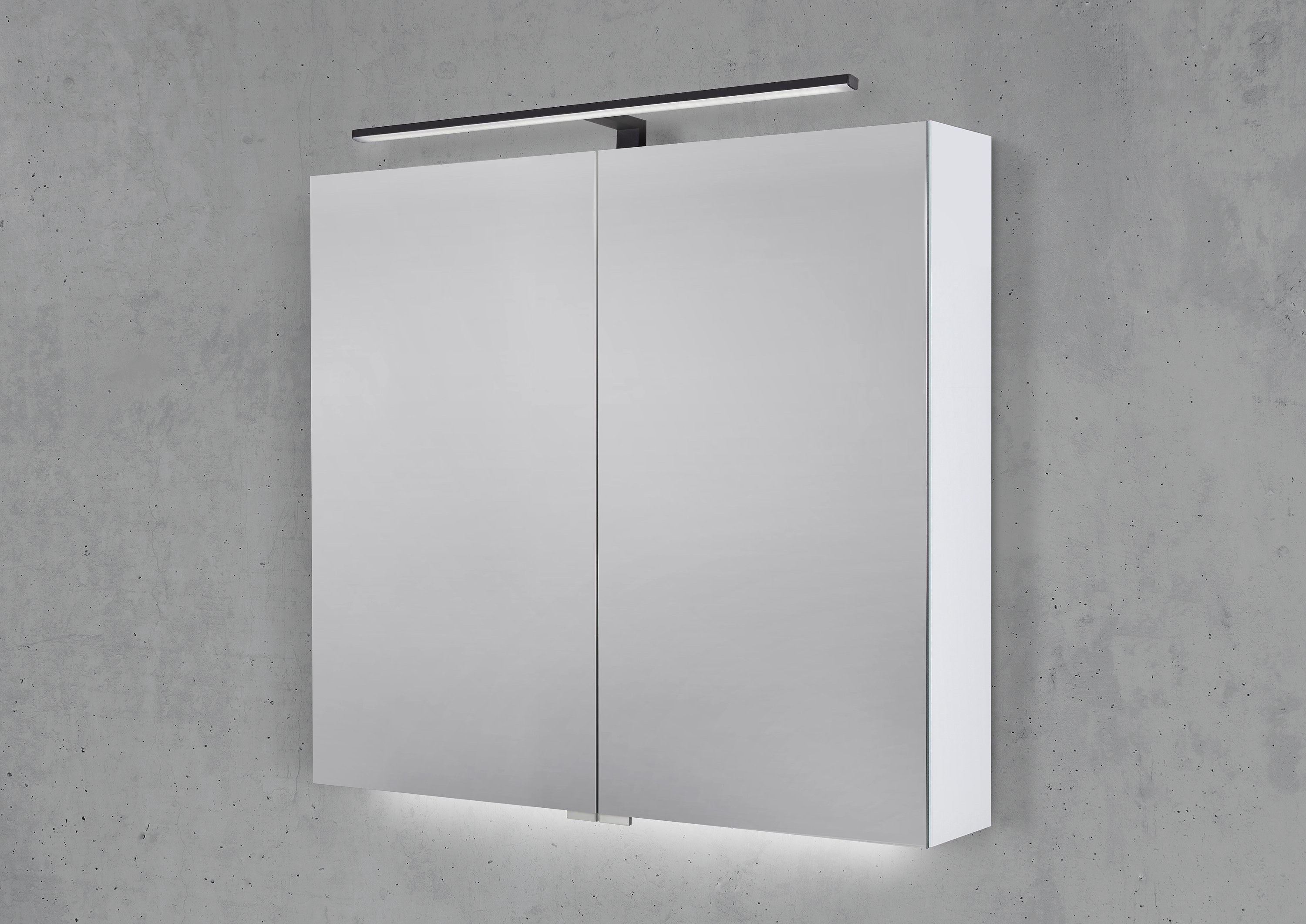 Spiegelschrank 80 cm mit MULTI LED Aufsatzleuchte