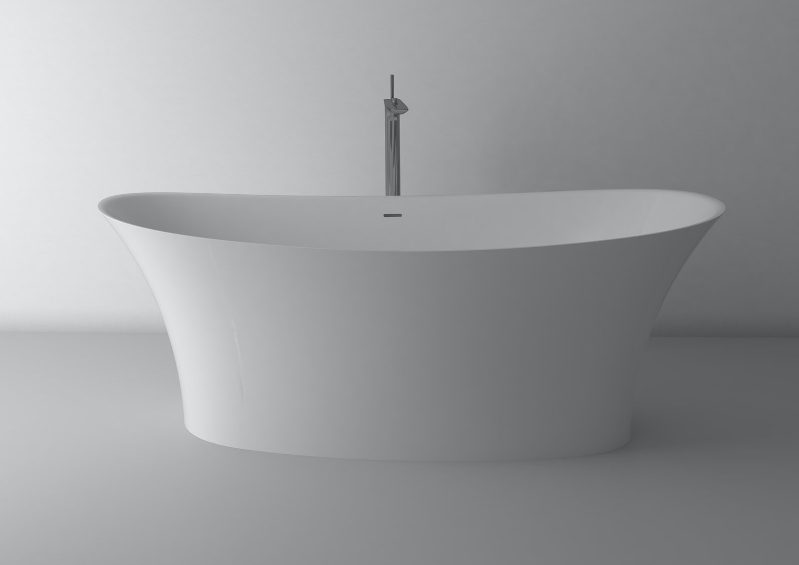 Freistehende Badewanne aus Mineralguss 170x78,6x63,4 cm in Weiß Glanz oder Matt
