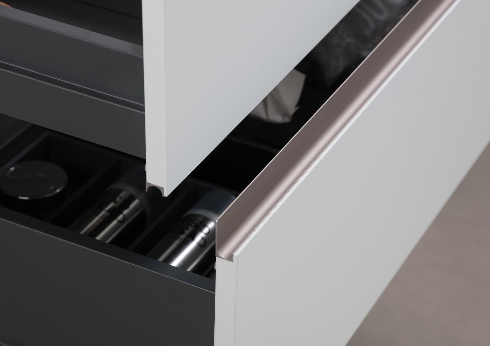 Badmöbel Set CUBO 120 cm Doppelwaschtisch & Unterschrank in Weiß Matt Lack mit Aluminium-Griffleiste edelstahl