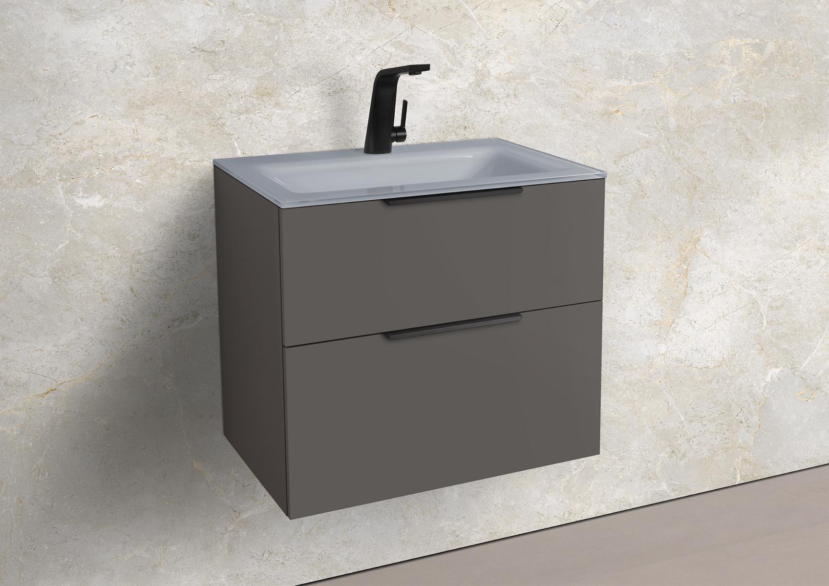 Saphir - Badmöbelset 60 cm mit Glaswaschtisch und Unterschrank