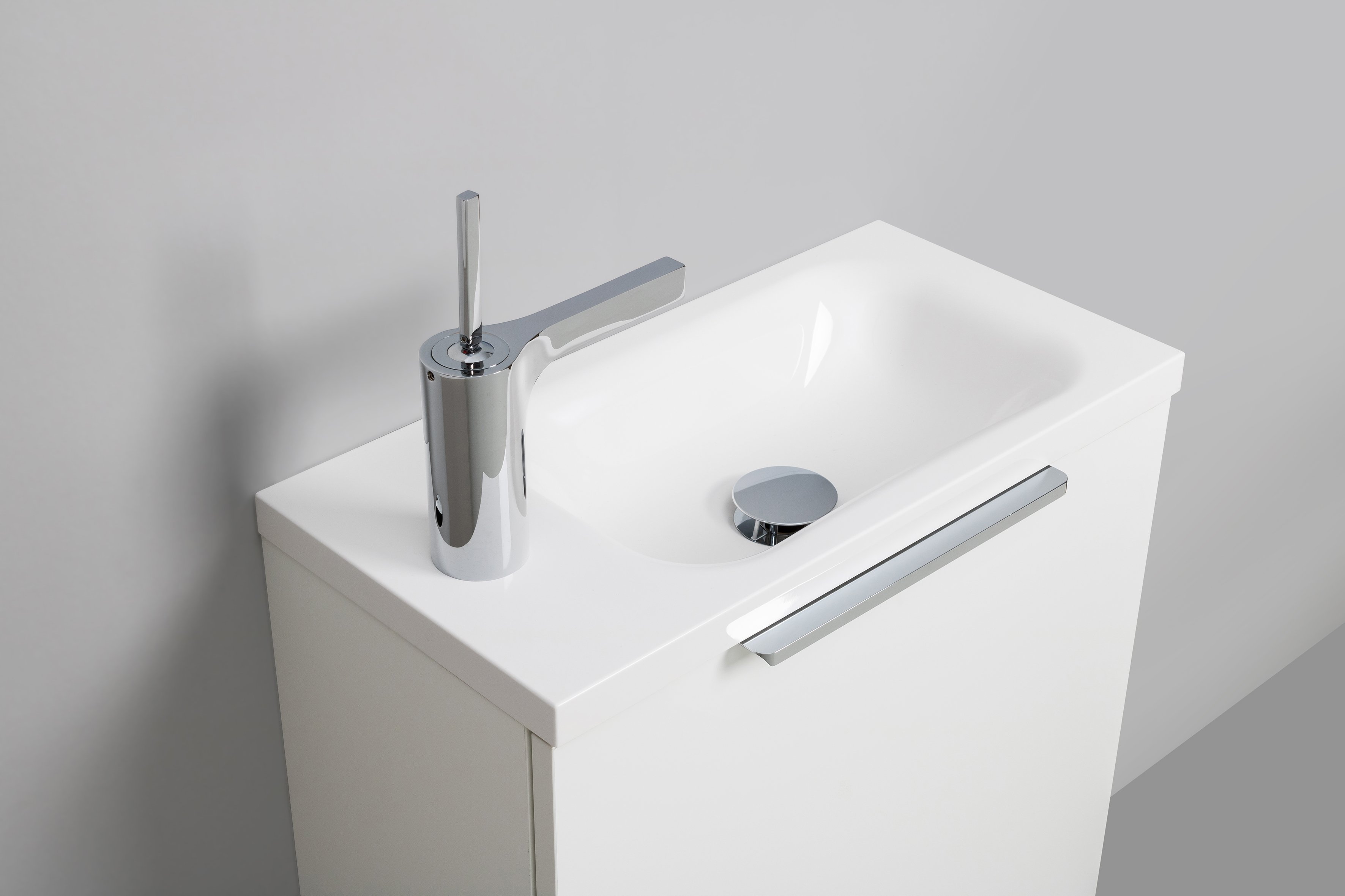 Gästebad Rimini 50 cm, Waschtisch mit Unterschrank, Weiß HG