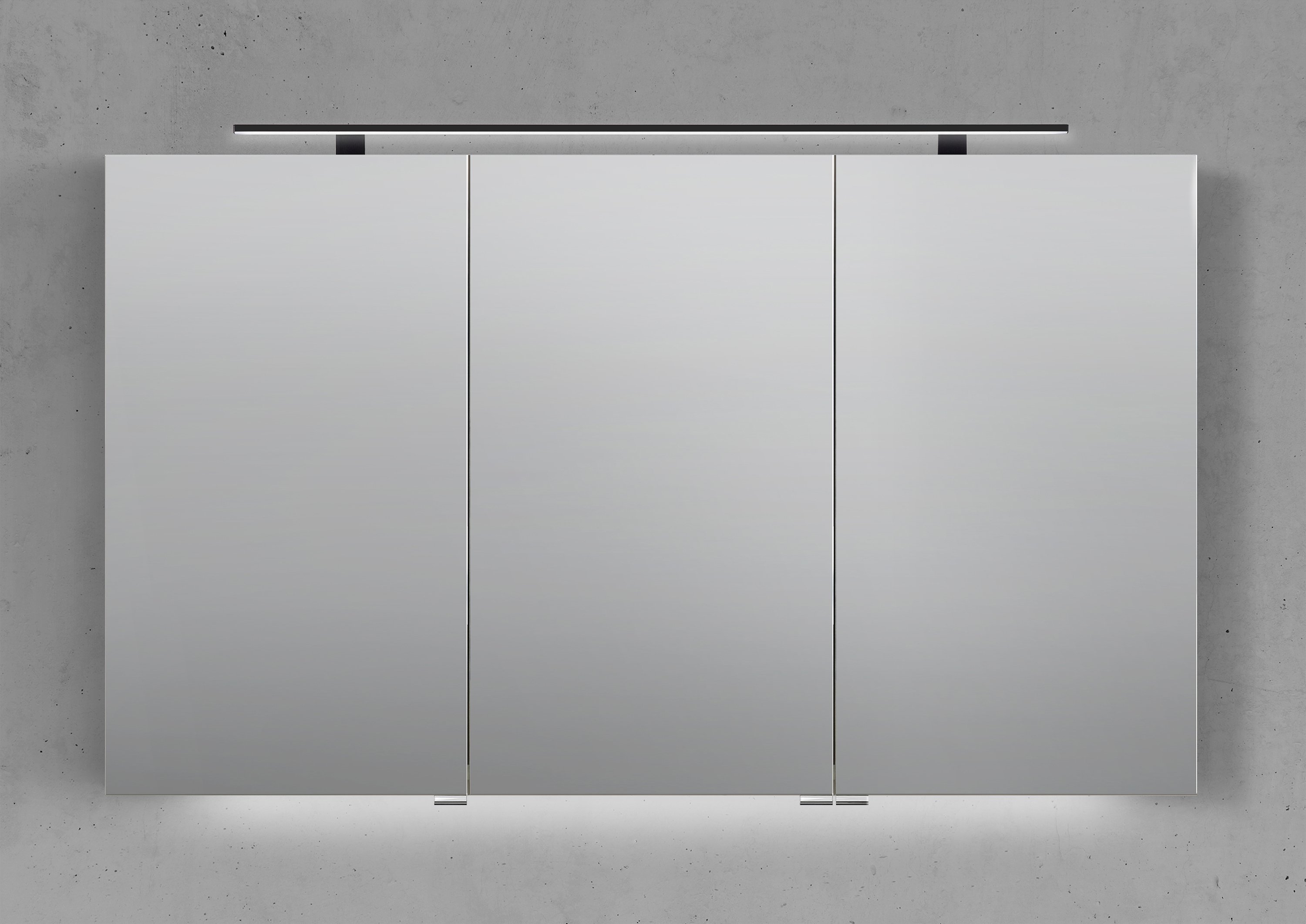 Spiegelschrank 120 cm mit MULTI LED Aufsatzleuchte Doppelspiegeltüren